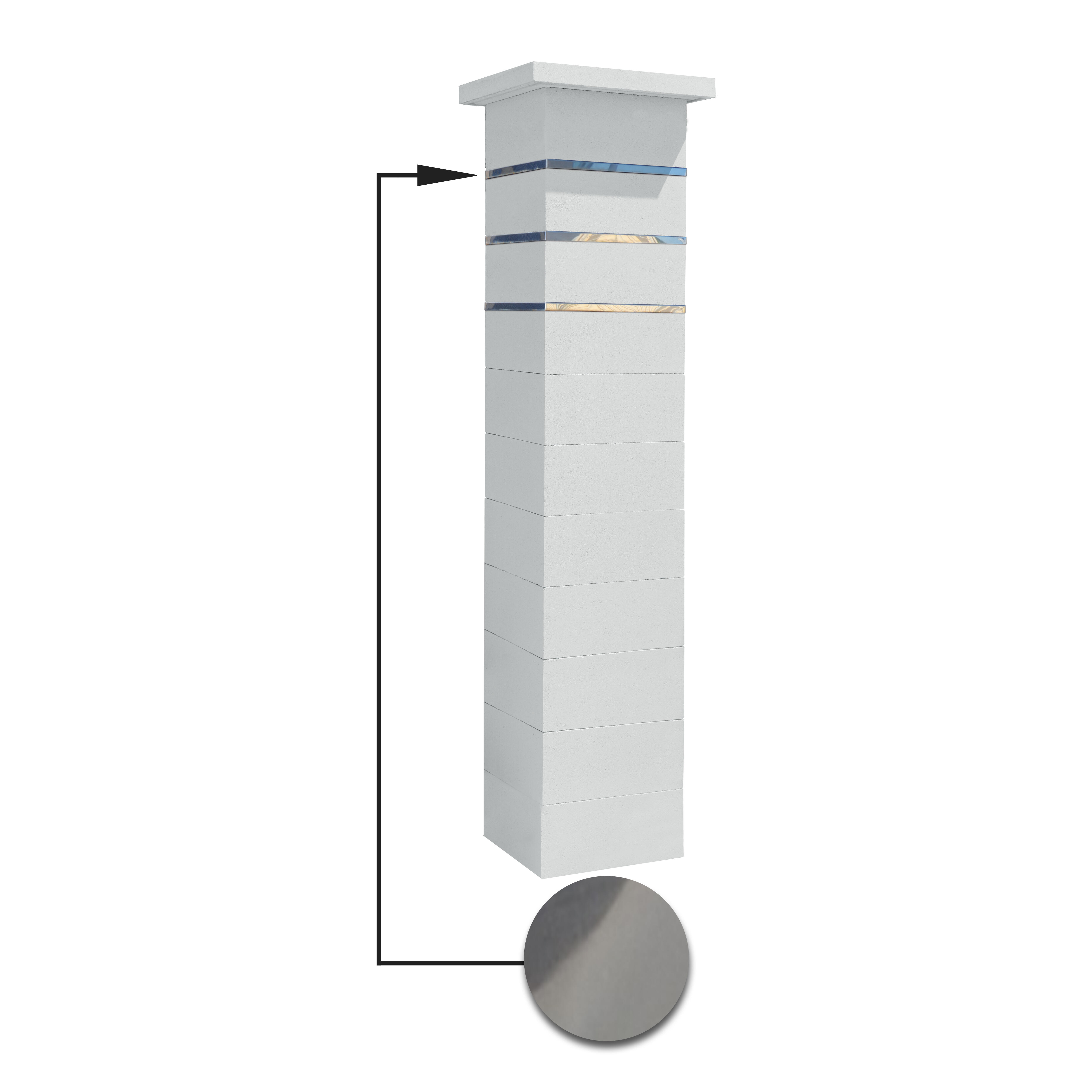 1 kit pilier Inea blanc + 3 inserts inox, H.1,88 m - 2