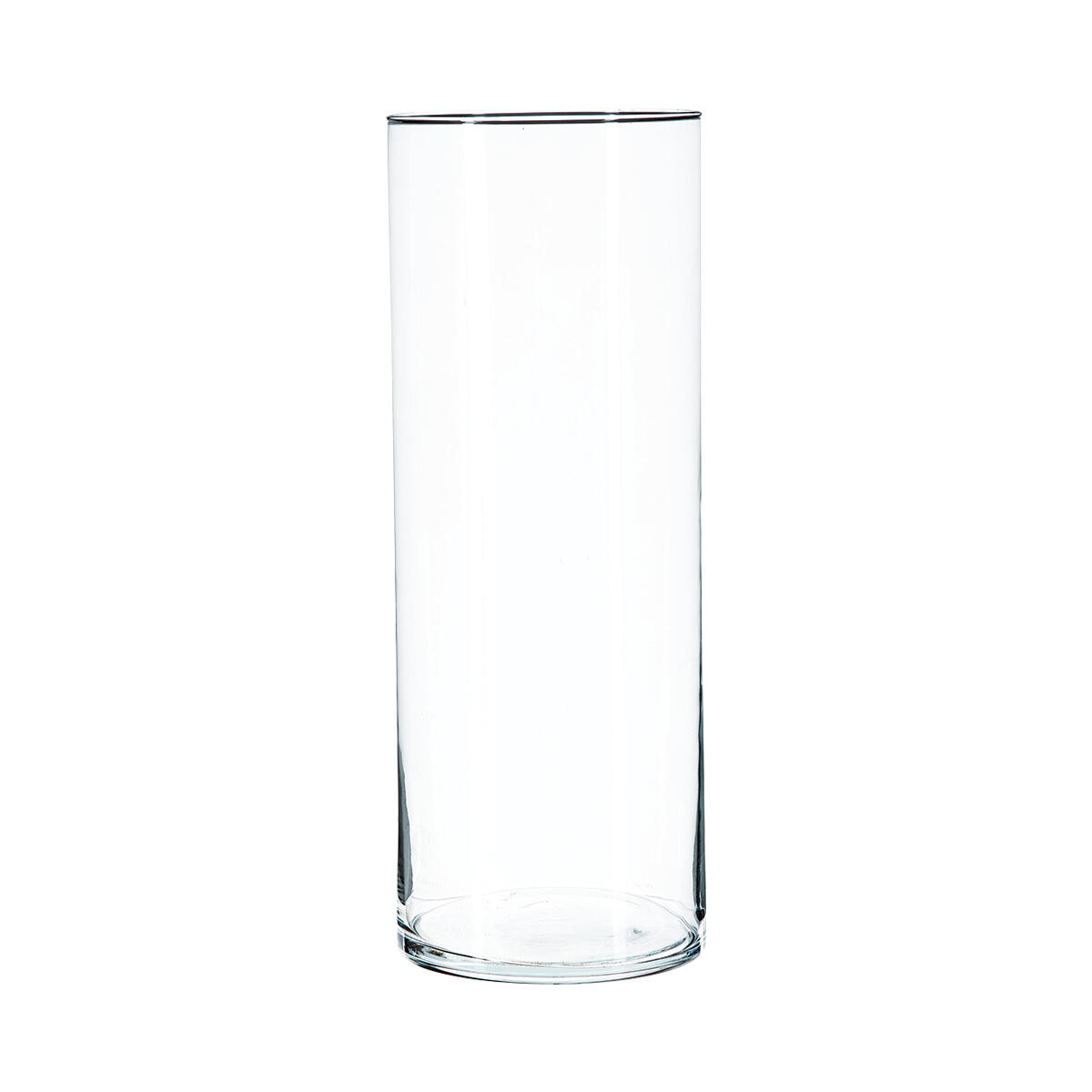 Vase cylindre décoratif en verre transparent, Diam.15 x H.40 cm - 4