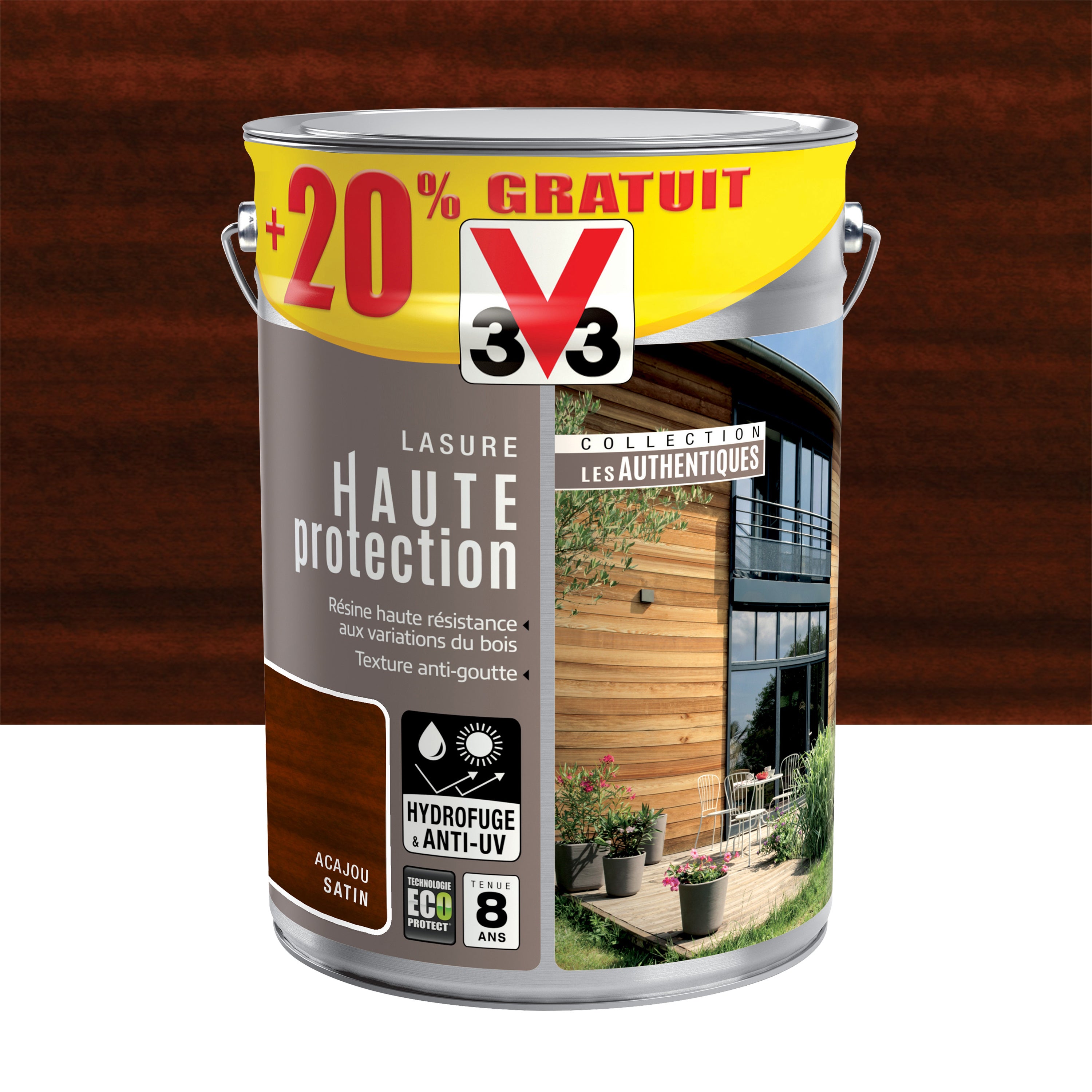 Lasure Microporeuse Haute Résistance Loxxo Innova – 2,5L – Teinte Acajou – Protection Bois Extérieur 8 Ans