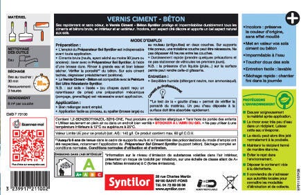 Vernis ciment extérieur / intérieur SYNTILOR, incolore, 0.5 l - 3