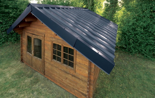 Rive sur mur pour plaque nervurée 63/100 bleu ardoise ral 5008, L.2.1 m