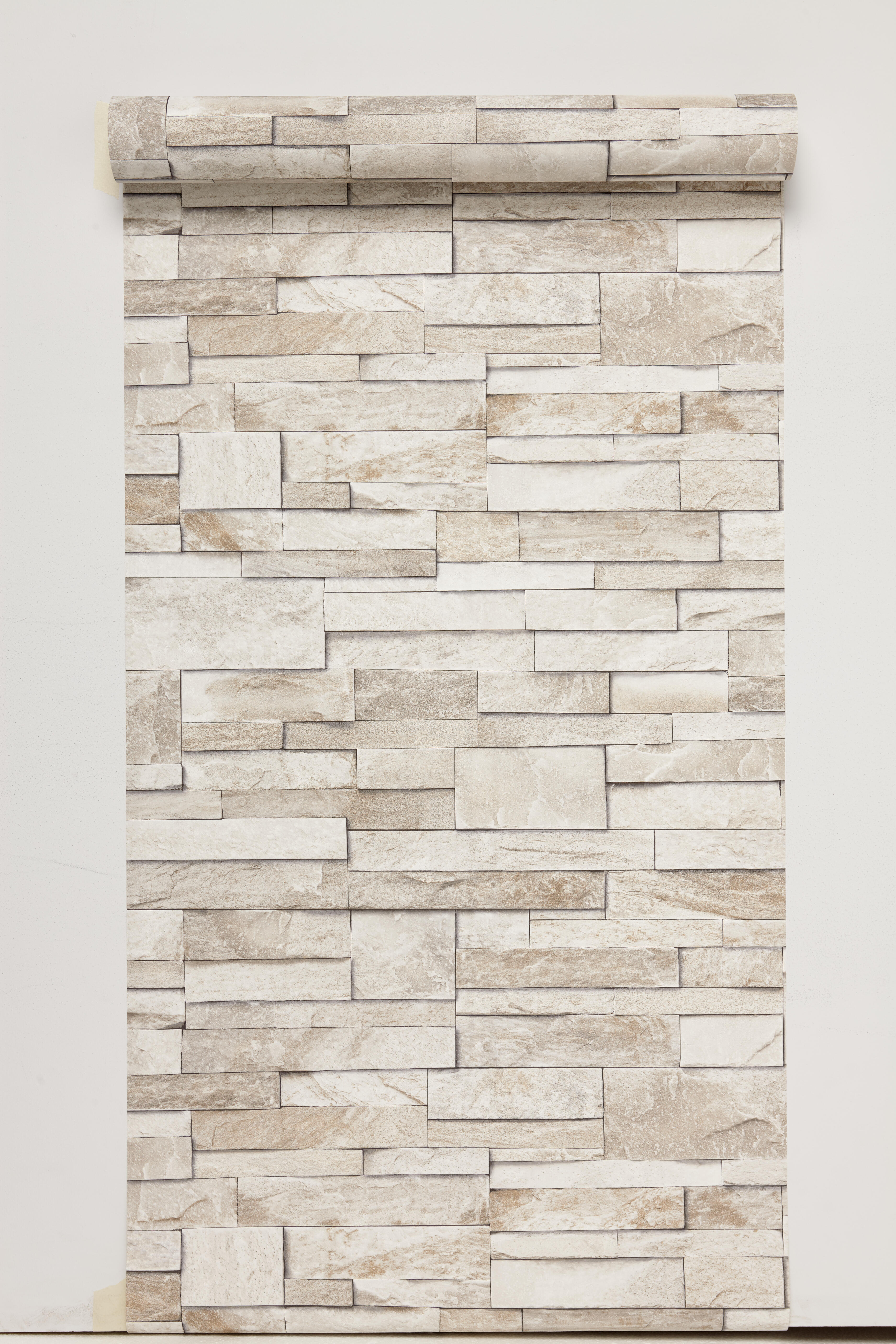 Papier peint intissé Brique marbre blanc - 8