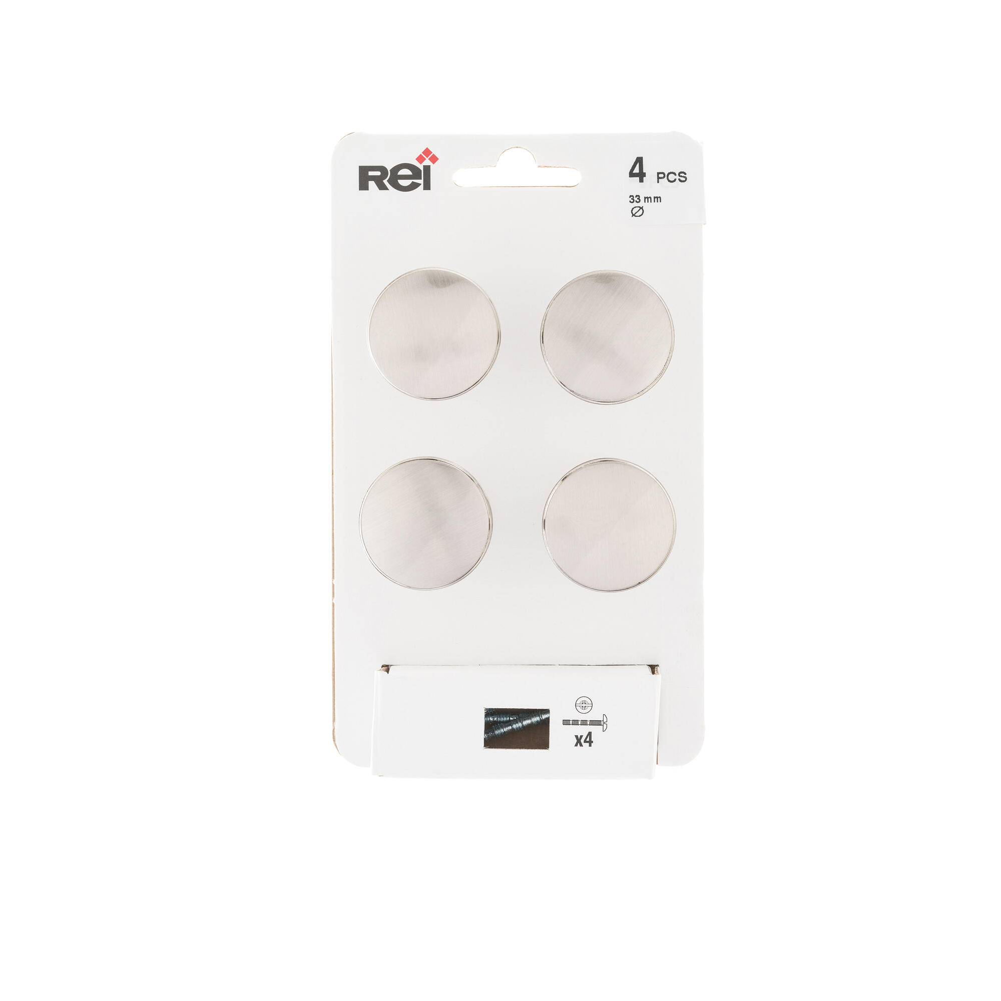 4 boutons de meuble ronds, zamak argent brossé, Diam.33 mm - 7