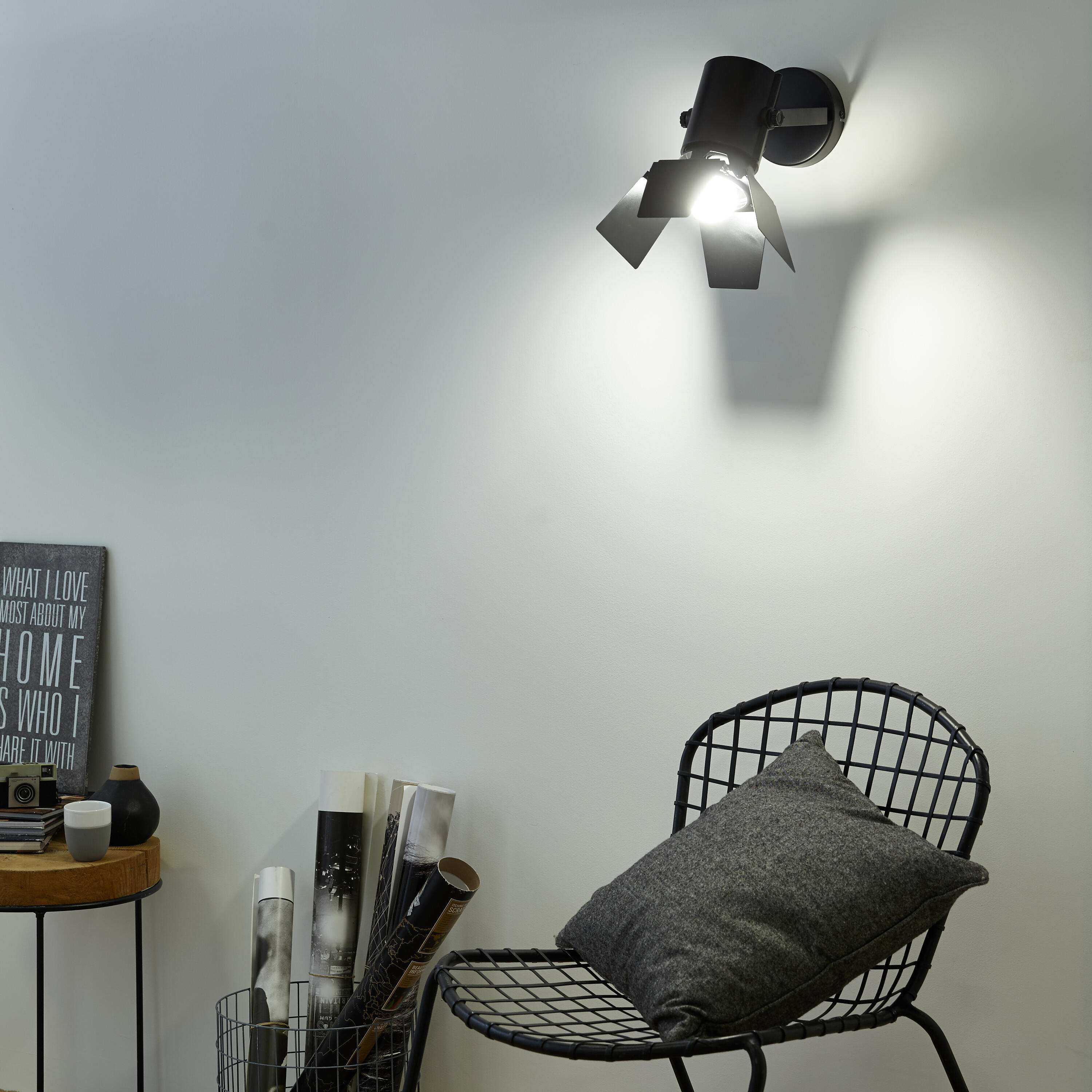 Applique E27, fer / aluminium, noir, Studio, INSPIRE - 2