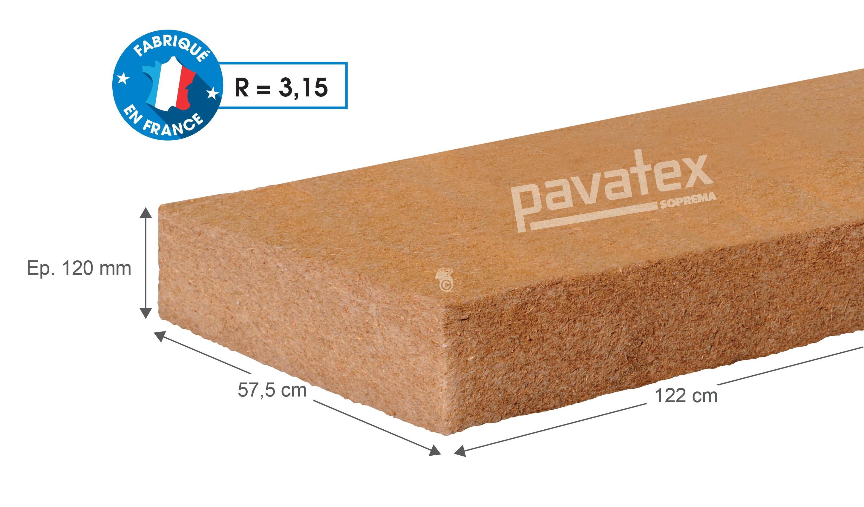 4 panneaux isolants en fibre de bois SOPREMA 122x57,5 cm Ep.12cm, R=3,15 - 5