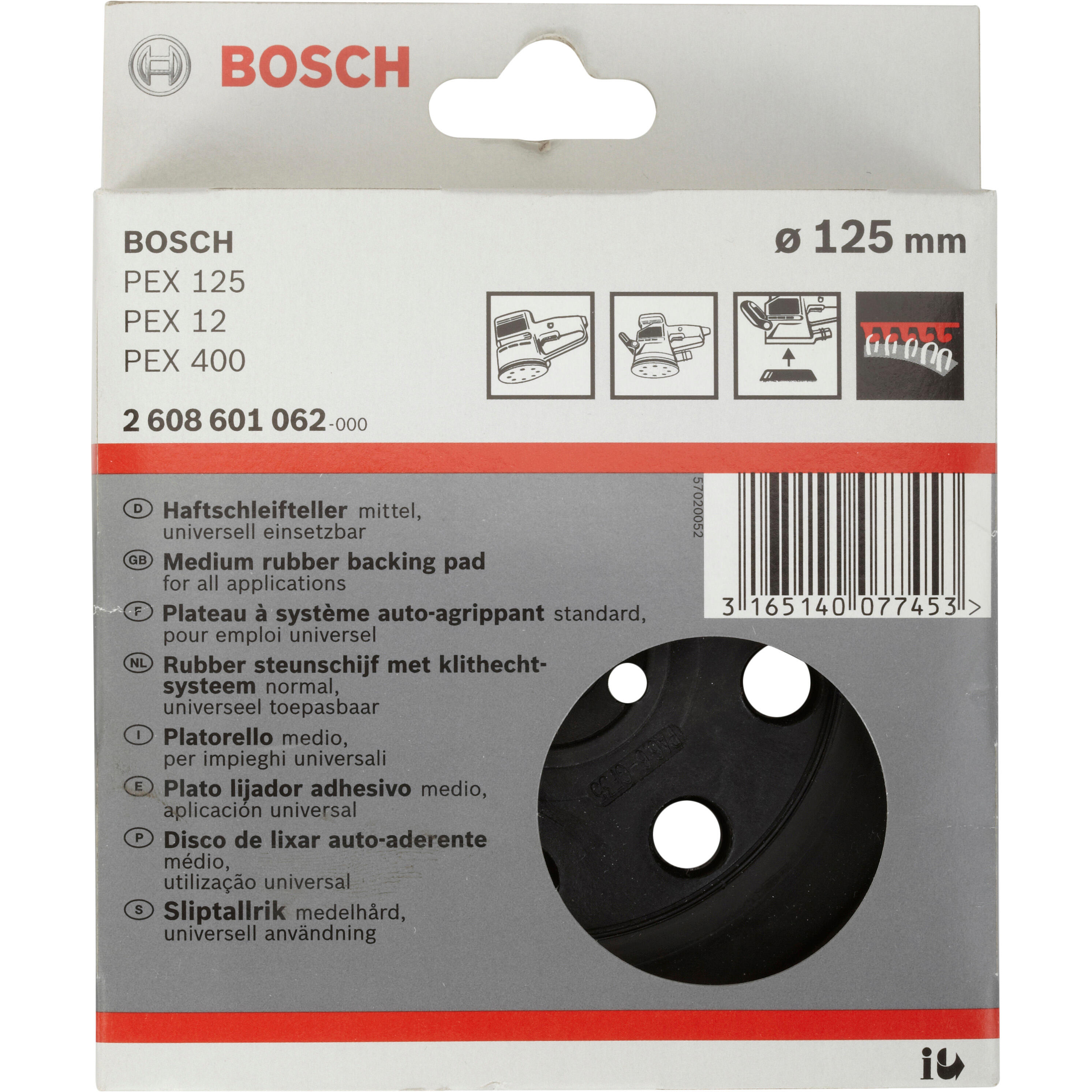 Plateau de ponçage mi dur pour BOSCH PEX 12/125/400 Diam.125 mm - 3