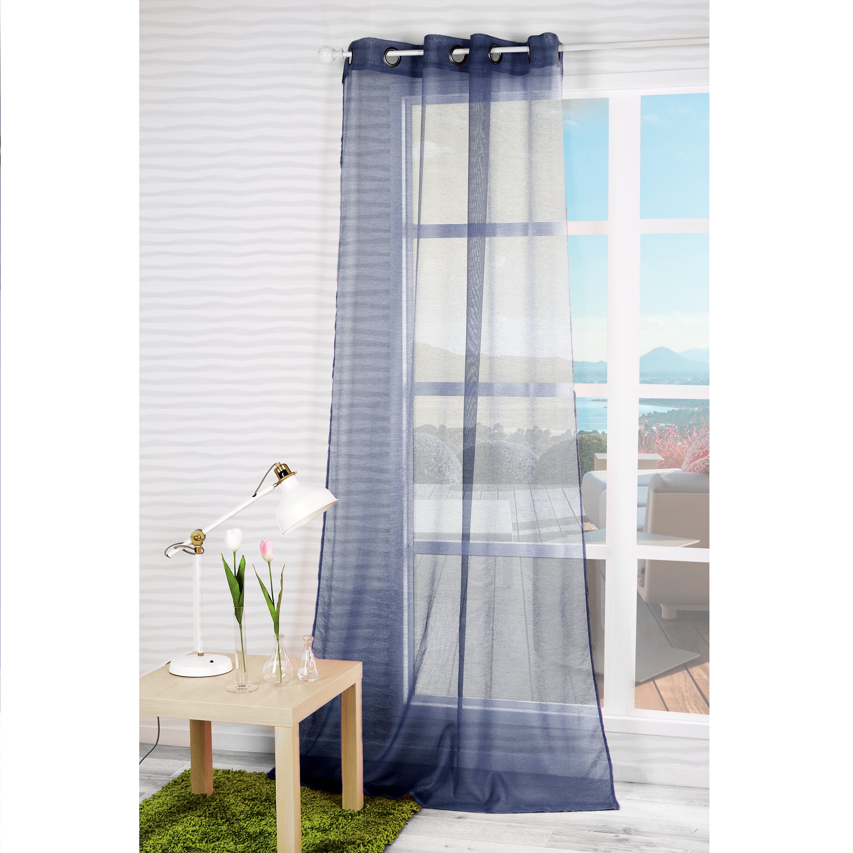 Voilage tamisant, Dolly, bleu H.240 x l.140 cm - 2