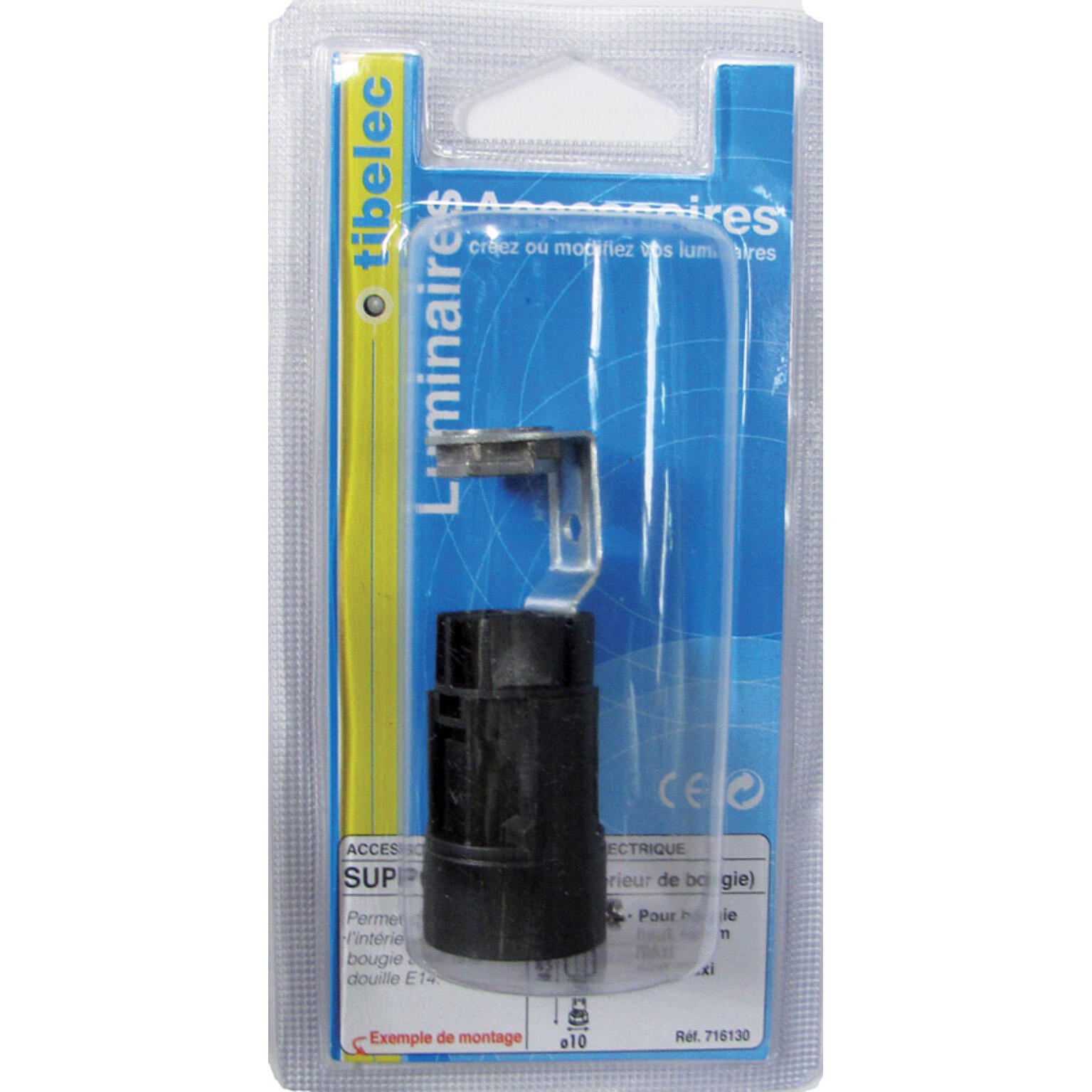 Support E14 TIBELEC, plastique, noir 60 W - 2
