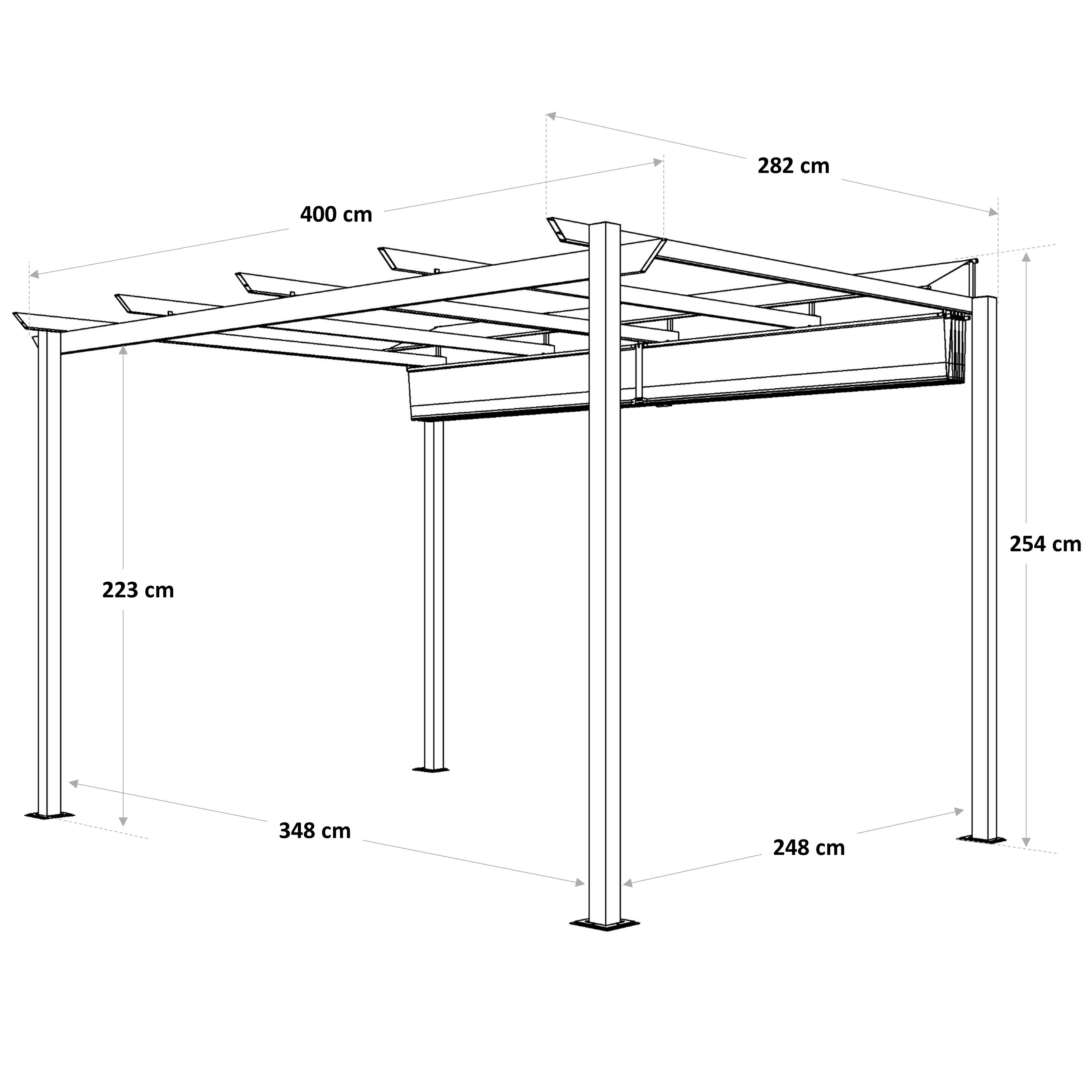 Pergola autoportante Omega, aluminium gris anthracite 2.85X4 m - 9