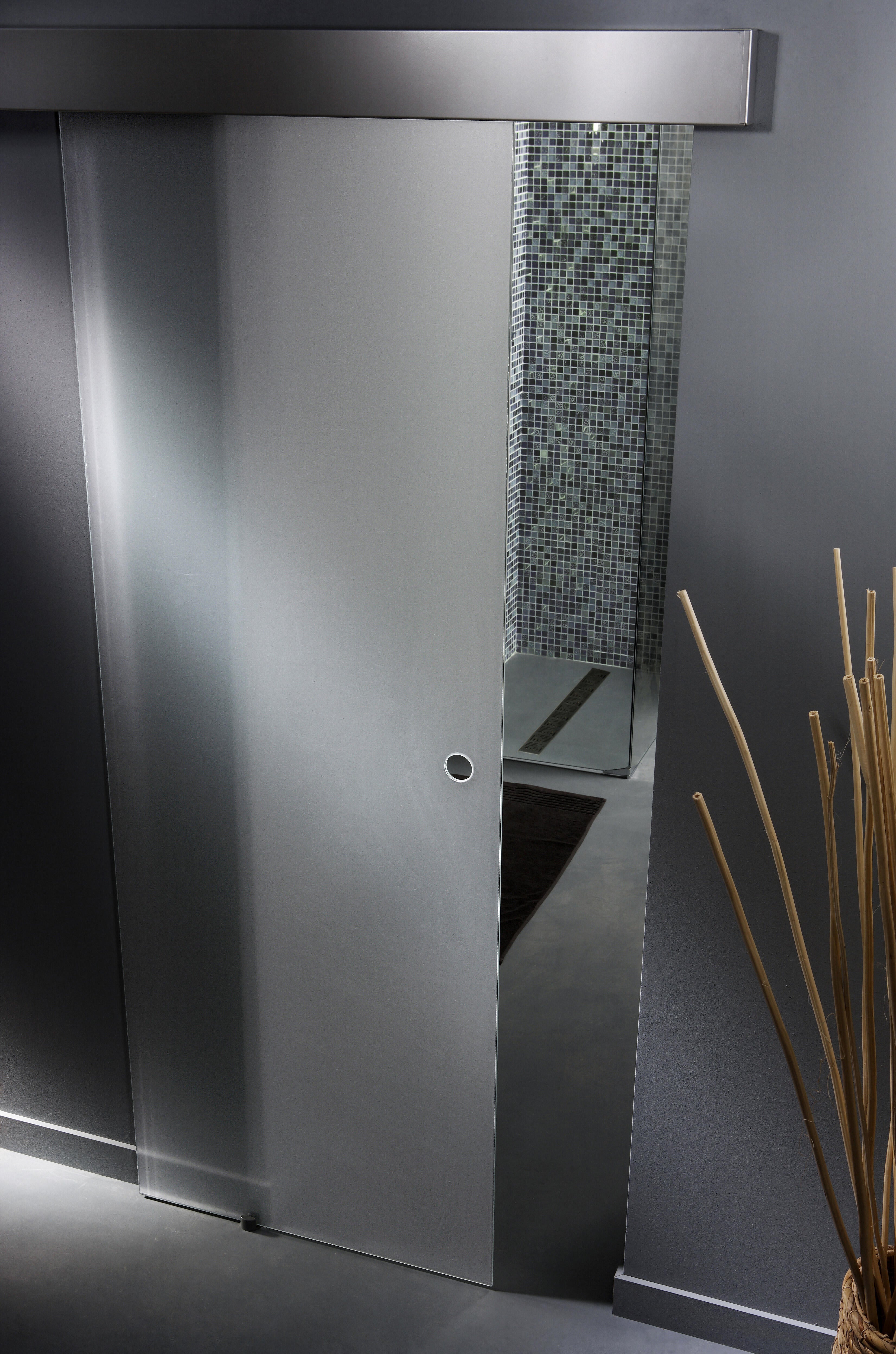 Puerta de interior corredera de cristal mate templado Artens Orlando anchura 83cm - 5