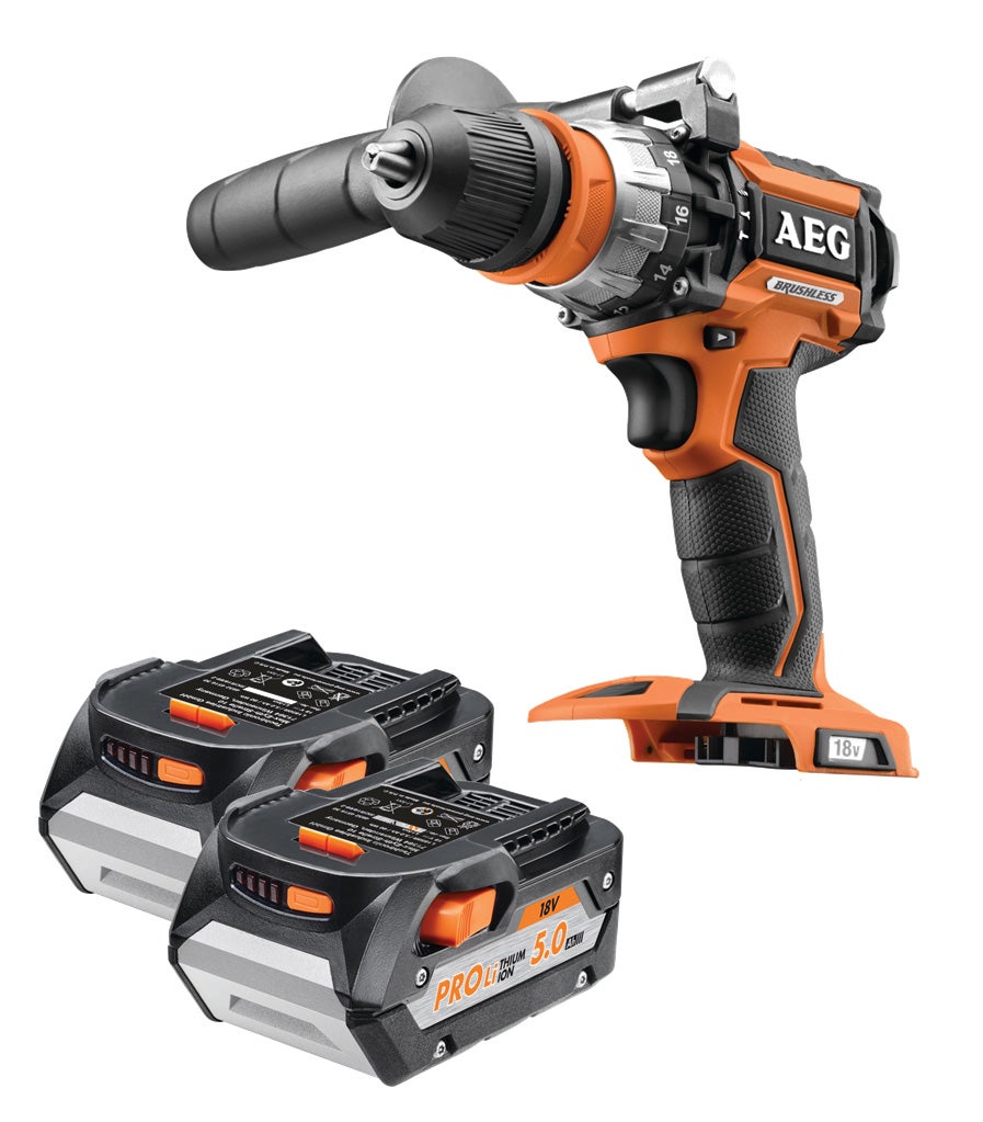 Perceuse À Percussion Brushless Aeg 18 V Li-Ion - 2 Batteries 5.0 Ah - 1 Chargeur - Bsb18Cblli-502C