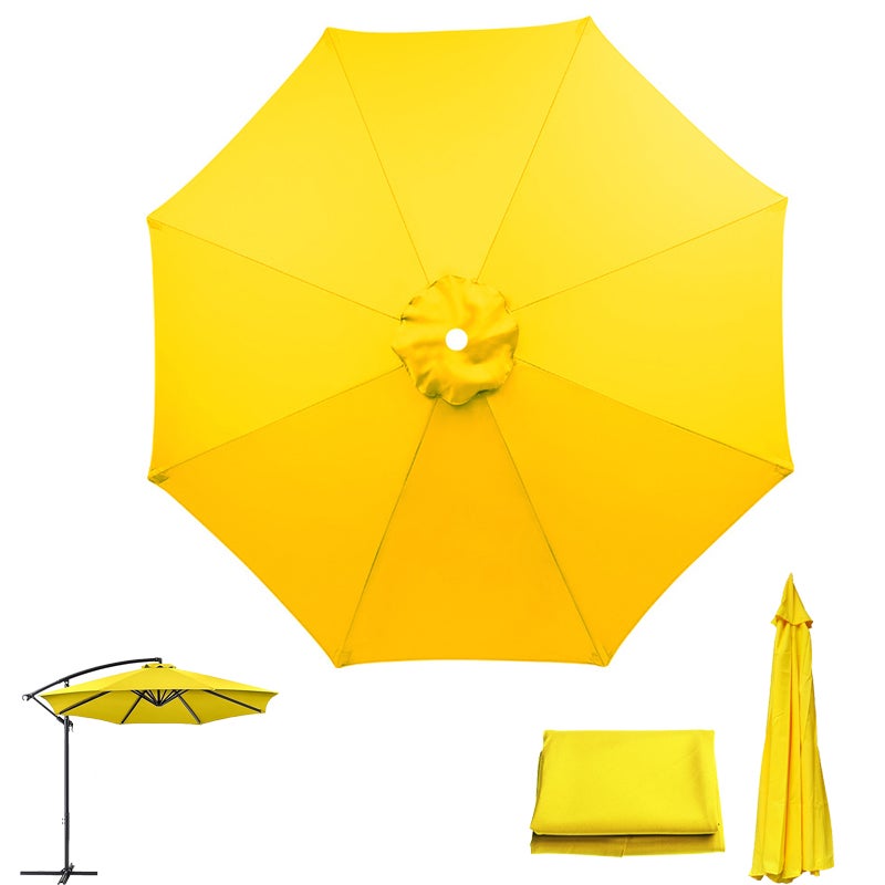 Płótno zamienne do parasola tarasowego, ochrona UV, wodoodporne, płótno do parasola z 8 prętami, żółte (tylko płótno do parasola, 2,3 m)