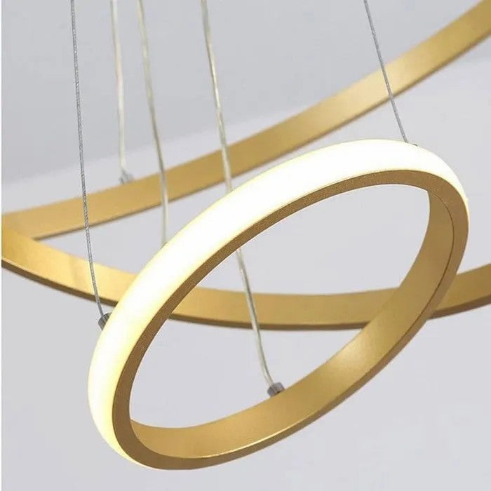 COMELY Suspension LED Moderne Or 40W 4500 lm, Lustre Design à Anneaux Ø20/40/60 cm avec Télécommande pour Salon et Couloir - 3
