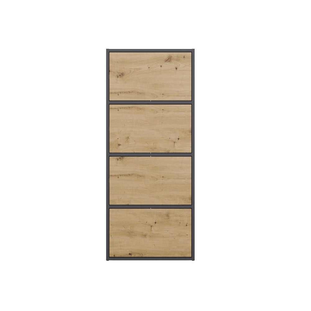 ALMA - Commode 4 portes pour chambre 50x119x40cm - Anthracite / Chêne Artisan - 10