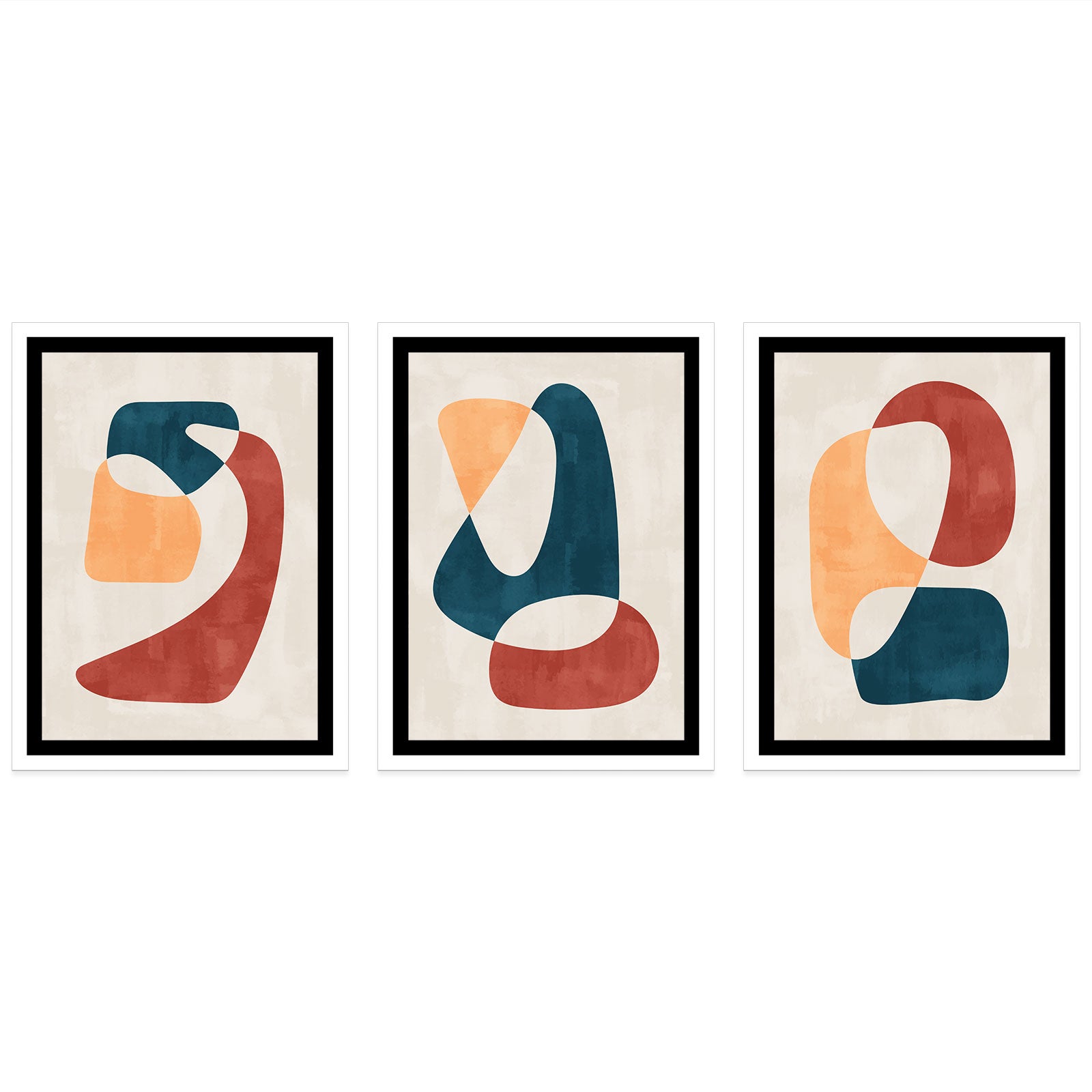Lot de 3 Affiches / Posters Triptyque - Abstrait 3617689690063 - Bordure Noire et Blanche - 3 Affiches - 21x29,7 cm (Cadres non fournis) - 4