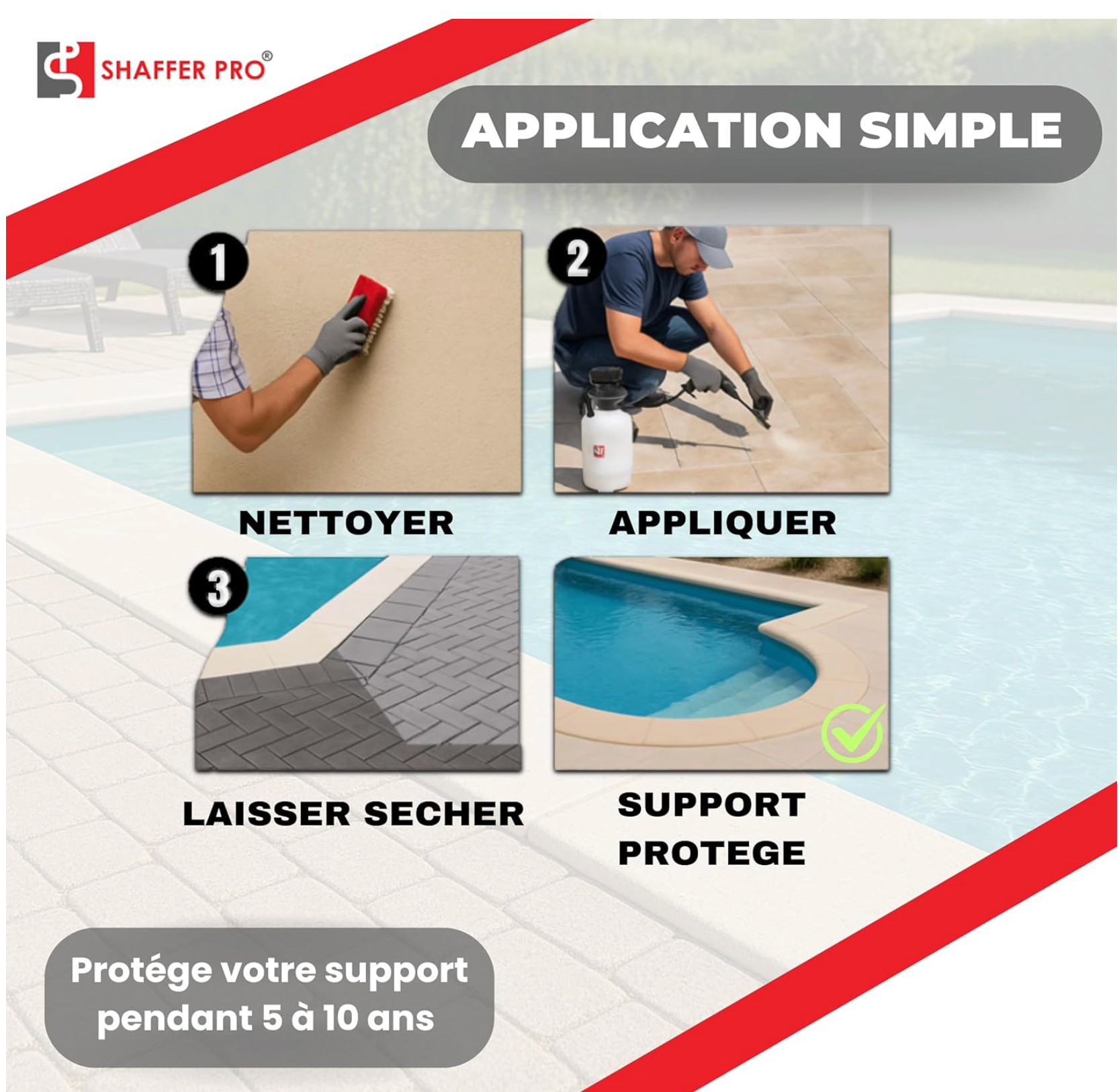 Produit Hydrofuge Imperméabilisant 5L- Shaffer Pro – Hydrofuge Oléofuge Travertin, Pierre Naturelle, Façade, Béton - 5