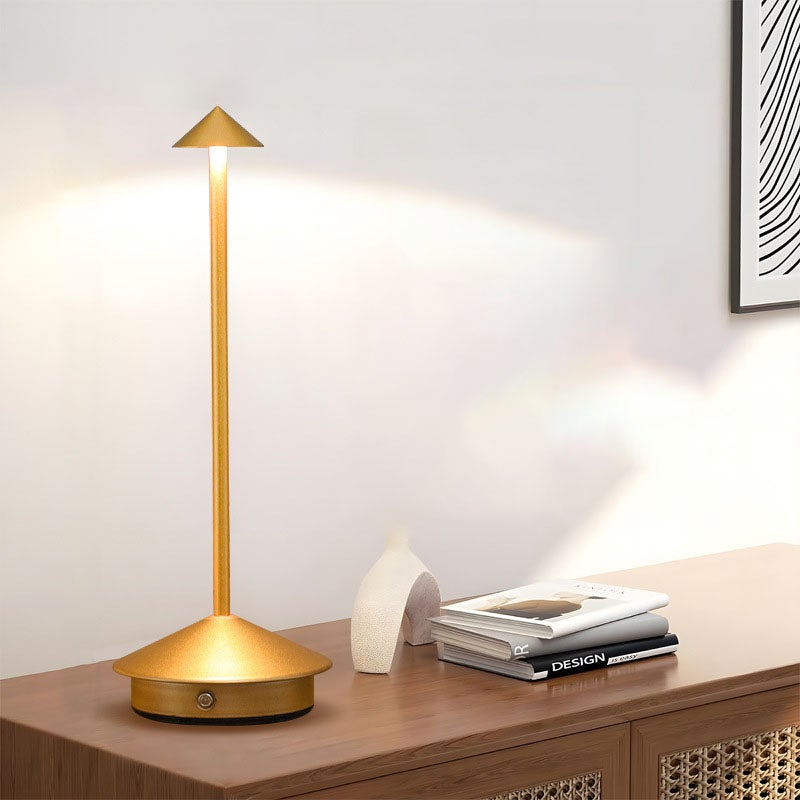 Lampa stołowa z aluminium w kolorze złotym, trzytonowy ściemniacz, przełącznik dotykowy, ładowalna, idealna do sypialni i jadalni.