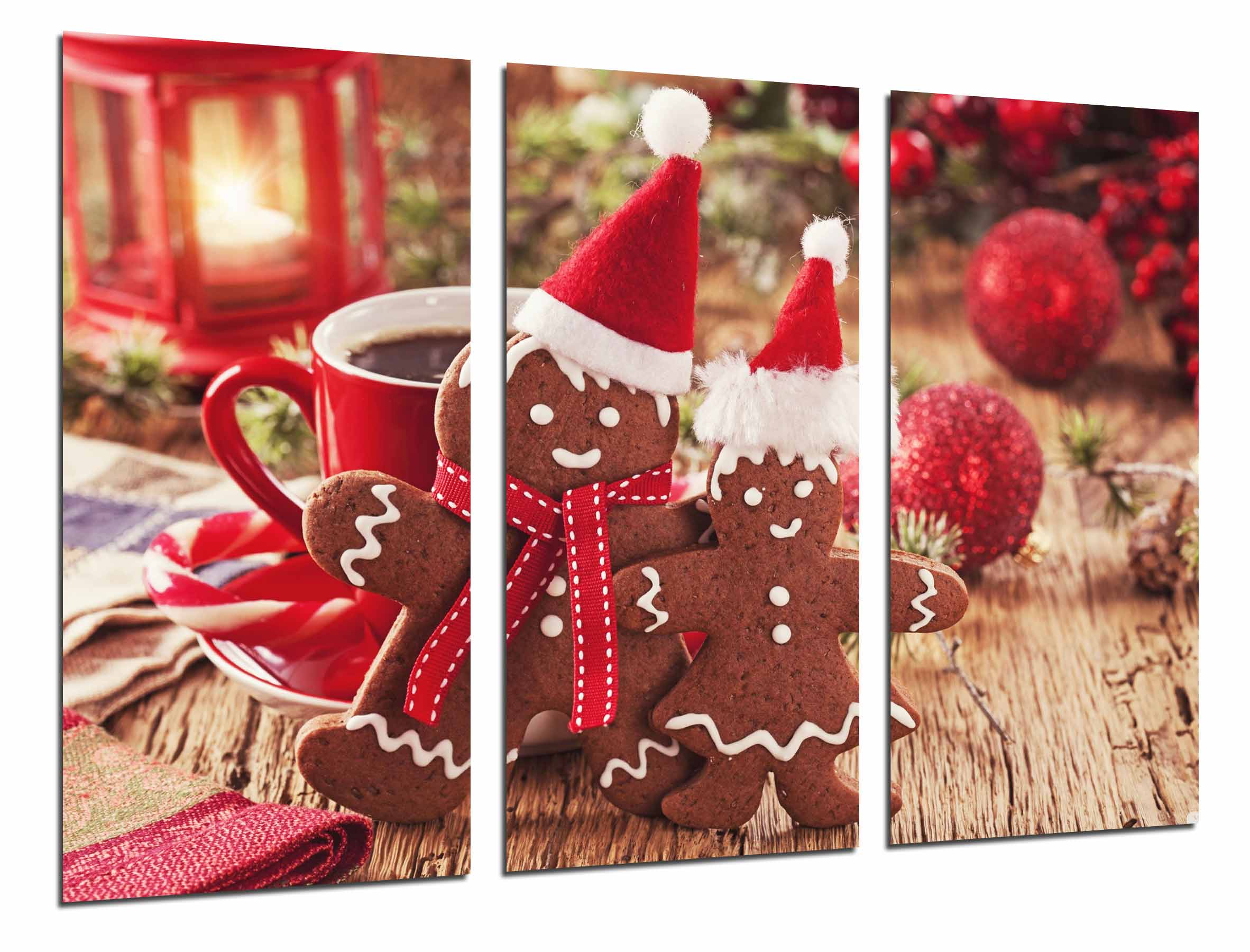 Pasteleria, cafeteria, decoracion navidad rojo, galletas , impresión fotográfica sobre madera, cuadro moderno decorativo