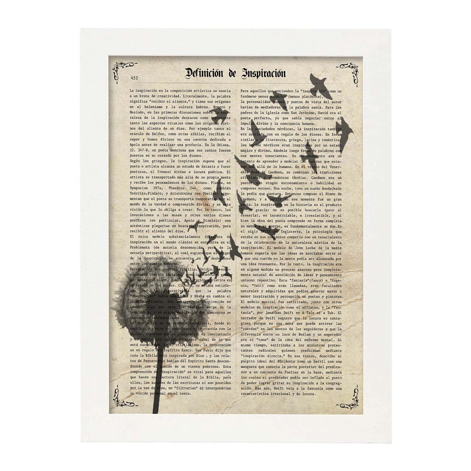 Poster de diente de leon con pajaros.láminas vintage para posters con diseño vintage y definiciones. marco negro - a3