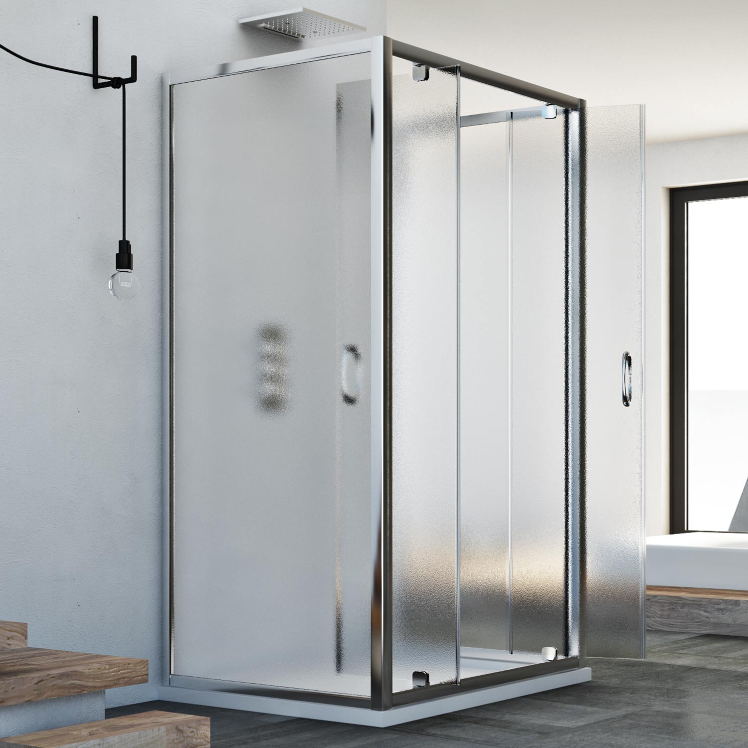 Box Doccia 3 lati 70x100x70 CM H185 stampato C mod. Sintesi Trio 2 Ante - 7