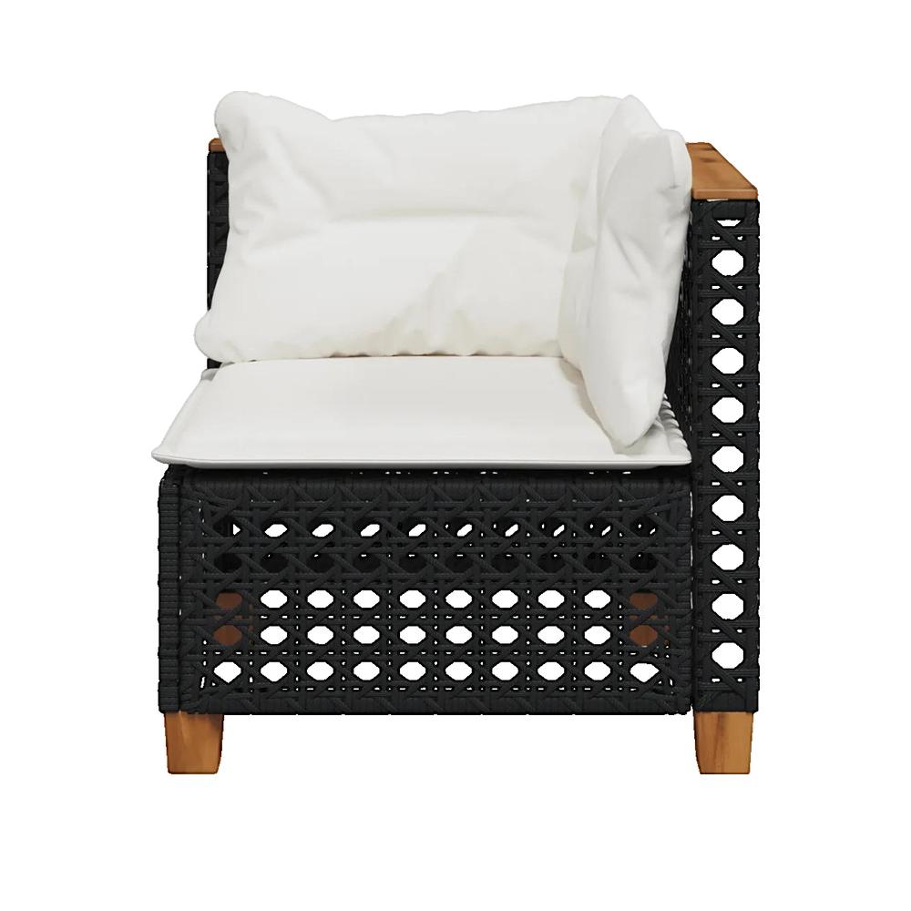Sofa ogrodowy vidaXL z rattanu sztucznego czarny z wygodnymi poduszkami