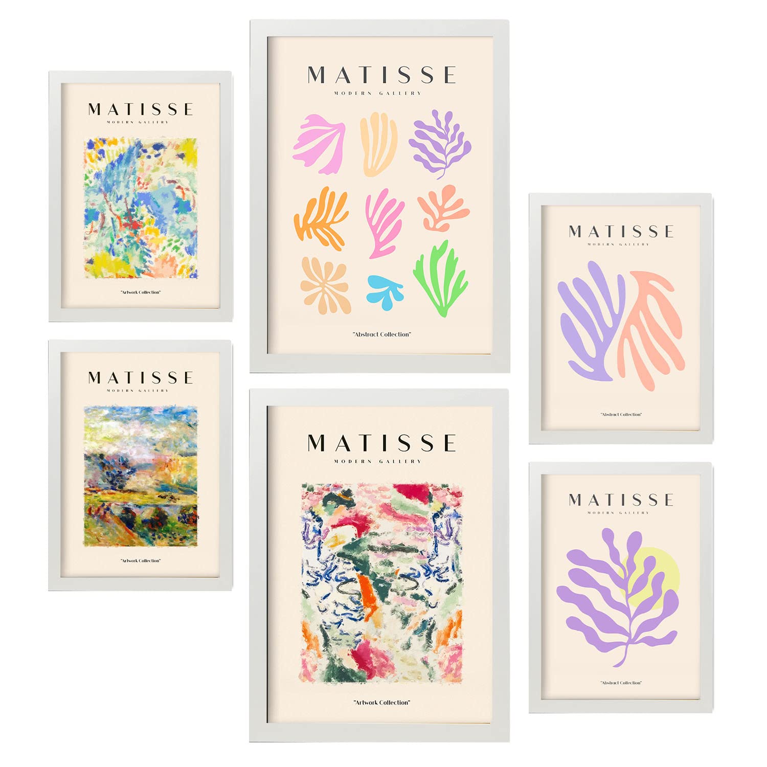 Nacnic set de 6 posters de henri matisse vegetacion láminas de fauvismo y arte abstracto para el diseño y tamaños a3 & a4 marcos blancos
