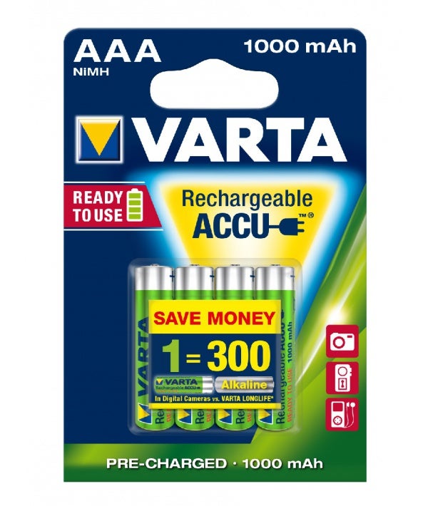 4 Piles LR03 VARTA AAA Accu Power Rechargeables 1000mAh - 6
