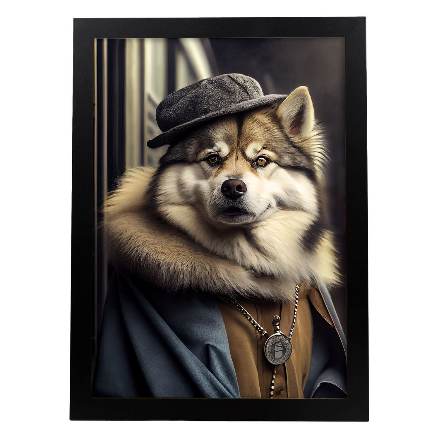 Nacnic lámina malamute de alaska audaz en estilo fotografía a todo color divertidas ilustraciones de animales con ropa humana diseño y a3 marco negro