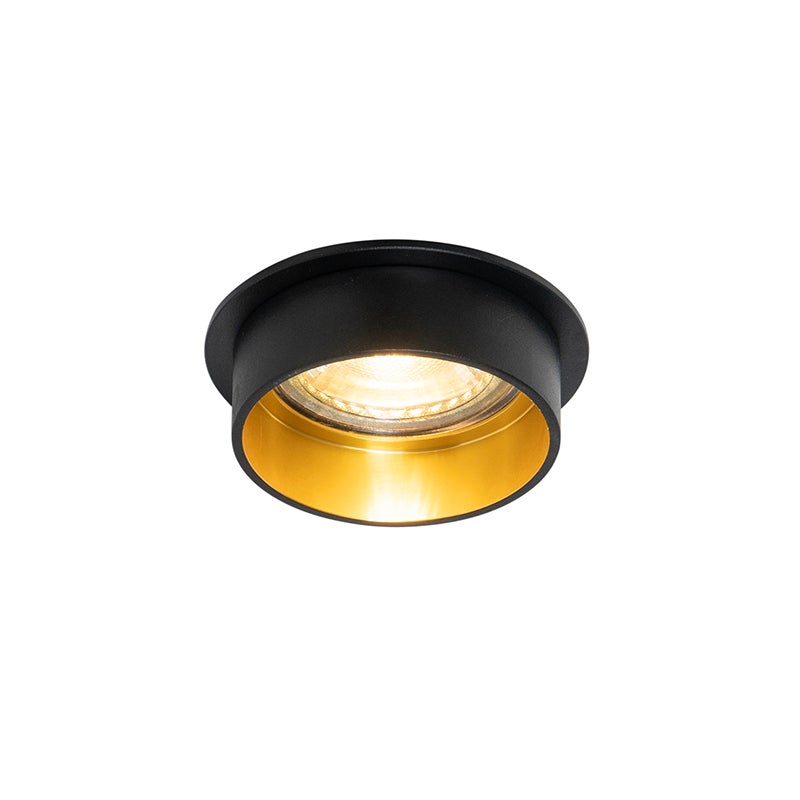 Qazqa reflektory wpuszczane - Insta - czarny i złoty, gu10, max. 50w, kompatybilny z żarówką LED, 7cm, IP20oświetlenie