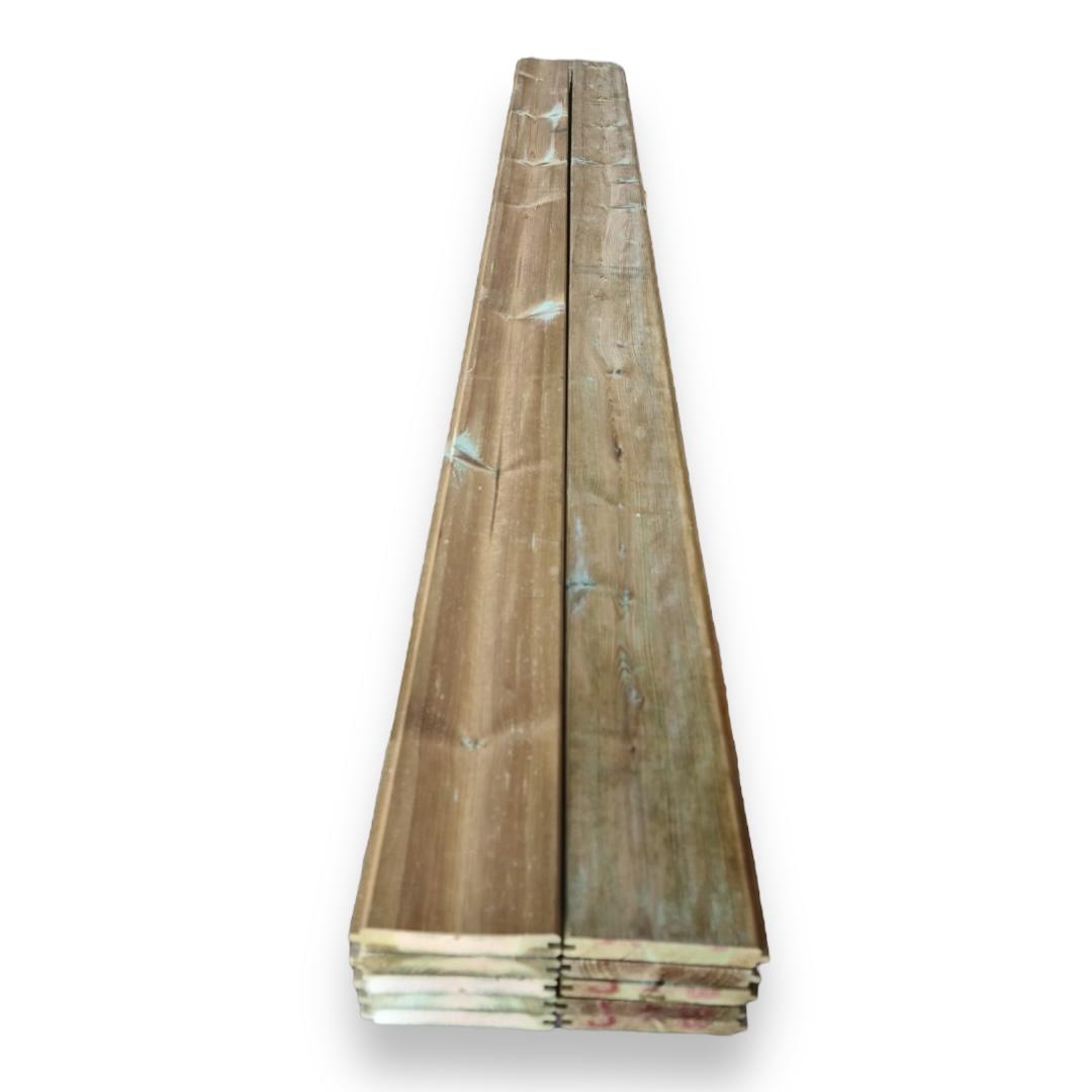 Lot de 100 lames (14,40 m²/boîte) de bardage à rainure et languette en pin massif traité, 2 côtés biseautés, 21 x 120 x 1200 mm - 3