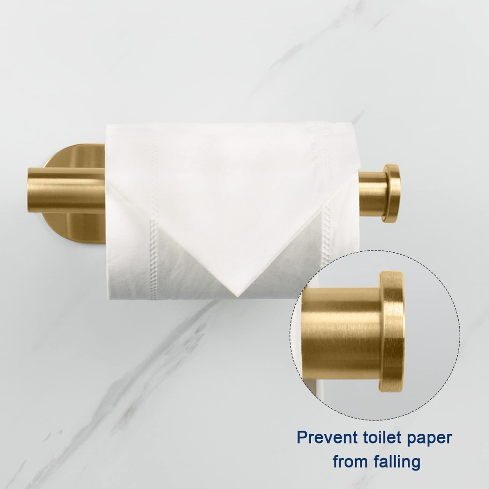 Uchwyt na papier toaletowy, ścienny, stal nierdzewna, 16 cm, 1 szt., złoty - 2