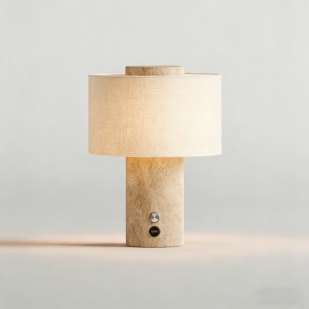 Leroy Merlin Lámpara de mesa inalámbrica regulable, lámpara de mesita de noche de piedra de lujo, lámpara de escritorio recargable, 3 temperaturas de color. 