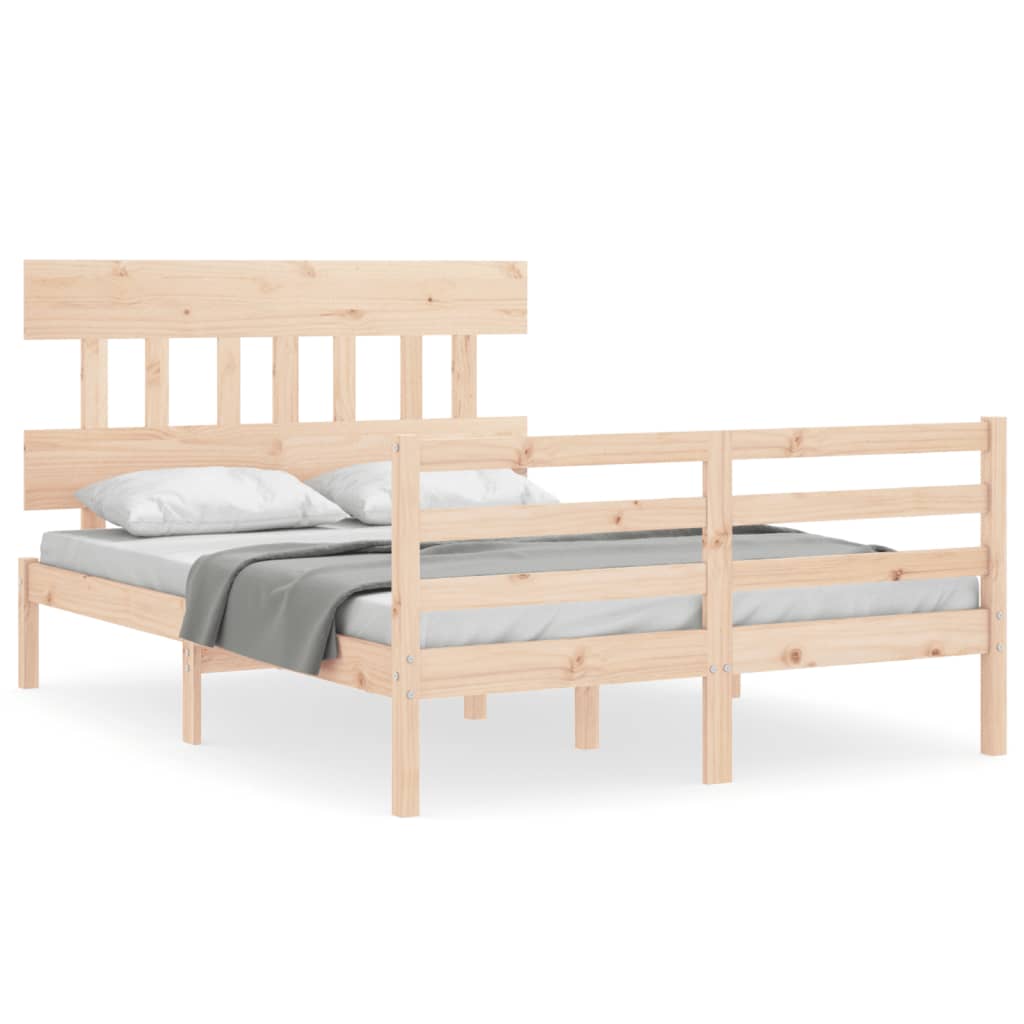 The Living Store Cadre de lit sans matelas bois de pin massif - Lit Double - Cadre De Lit - Lit En Bois - Lit Design - Chambre À Coucher