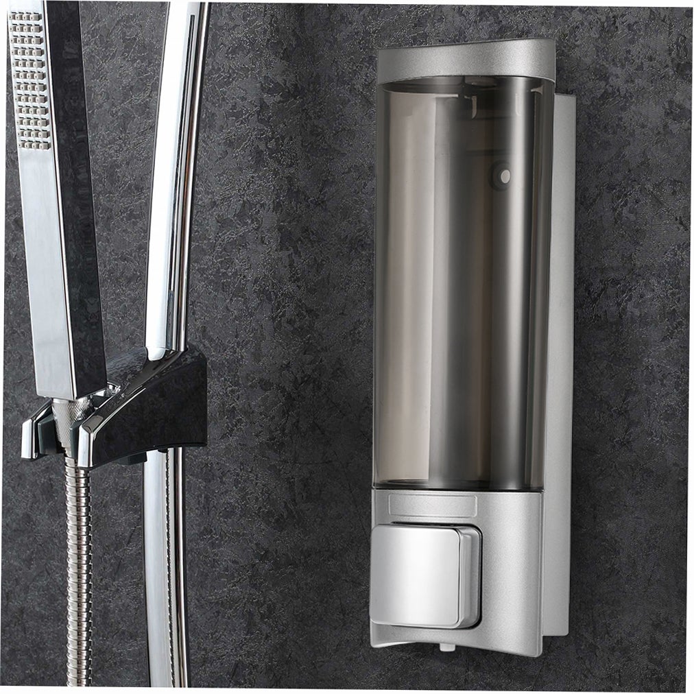 Dispenser manuale di sapone per le mani con nastro biadesivo in schiuma, montaggio a parete, shampoo liquido, gel doccia, detergente, lozione 200 ml - 4