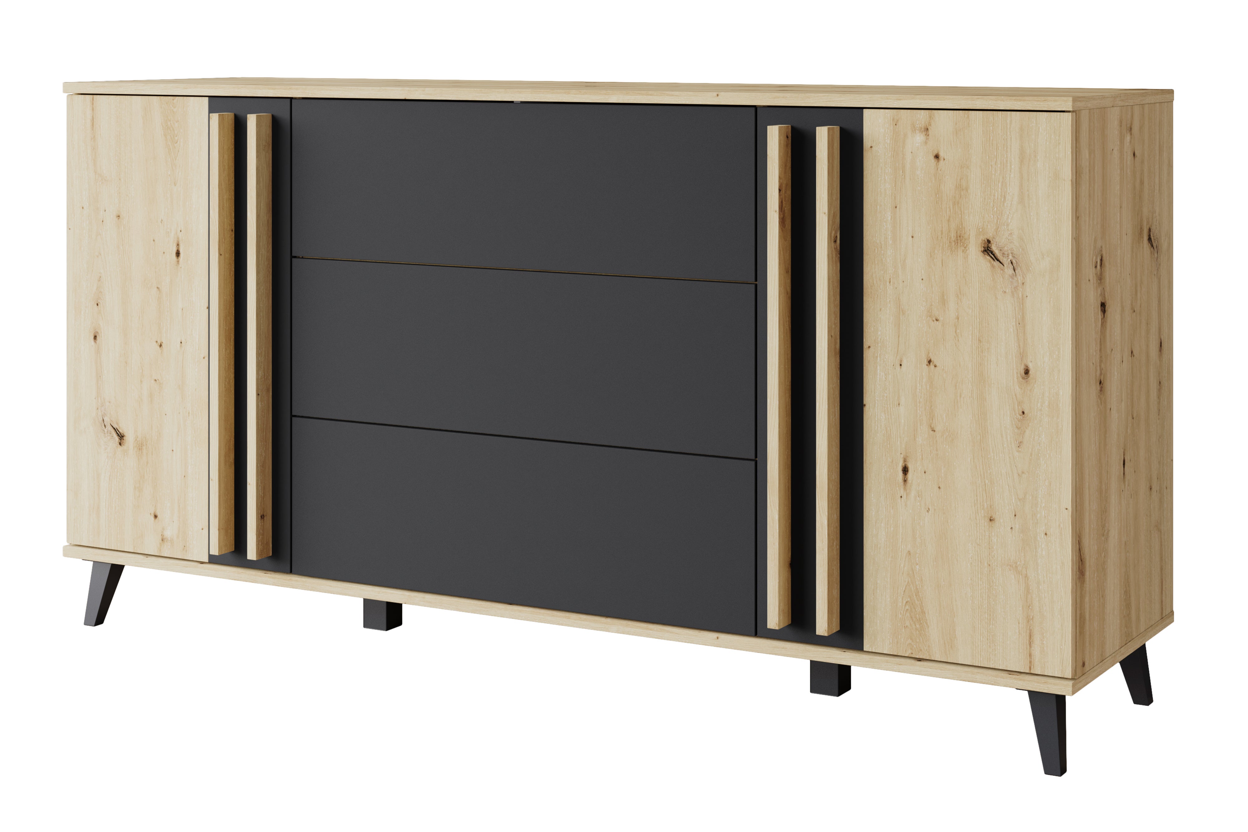 MINIO go for it, Commode HURON 150 cm chêne artisan/noir