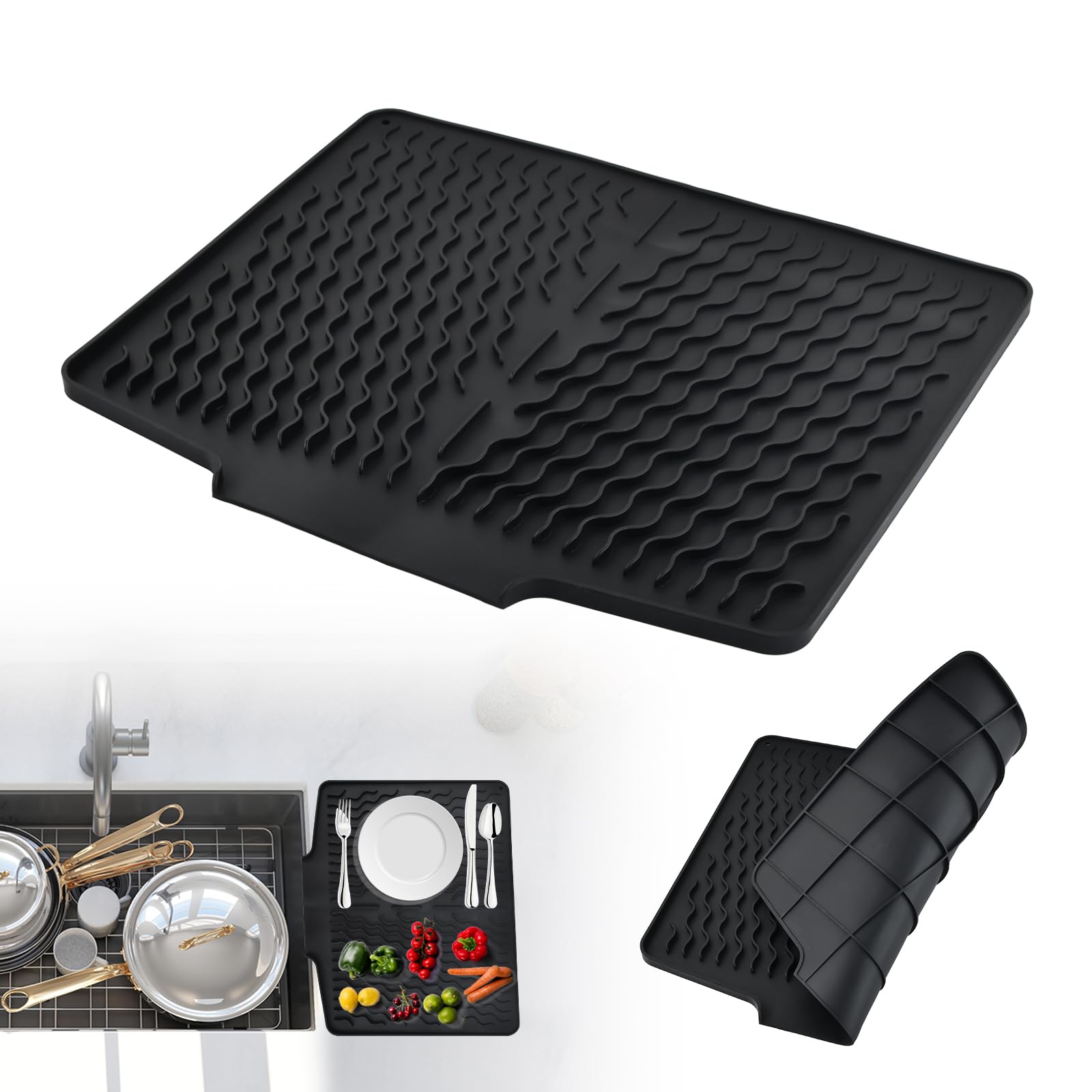Générique Tapis de Séchage pour Vaisselle en Silicone,Antidérapant 40 x 33 cm - sous-Plat égouttoir à Trous de Drainage intégrés - pour Évier Réfrigérateur Tiroir Ustensiles Cuisine Casseroles Générique Tapis de Séchage pour Vaisselle en Silicone,Antidérapant 40 x 33 cm - sous-Plat égouttoir à Trous de Drainage intégrés - pour Évier Réfrigérateur Tiroir Ustensiles Cuisine Casseroles