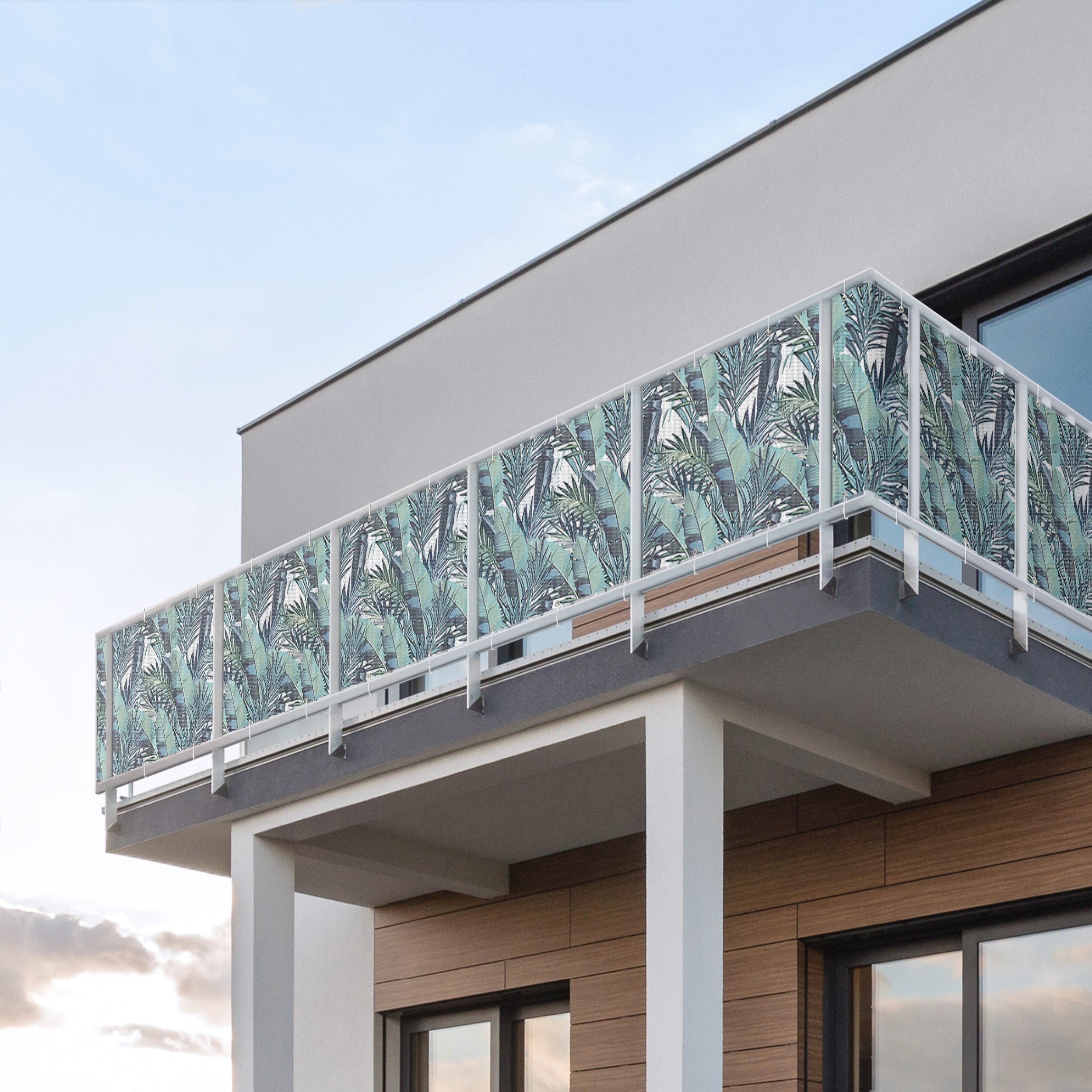 Brise vue brise vent balcon appartement jardin vert H.1,2 x L.1 M avec attaches résistant aux intempéries 270 g/m² mesh 1262 - 3