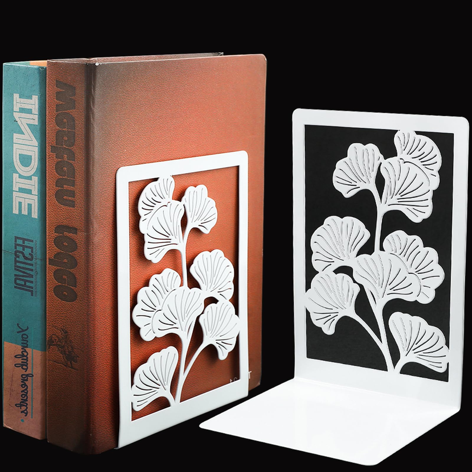 Sollbry 1 Paire Serre-Livres en Métal, Presse-Livres, Bloc Livre pour Étagère, Bookends, Cale Livre, Base Antidérapante pour Bureau, École, Domicile (Or