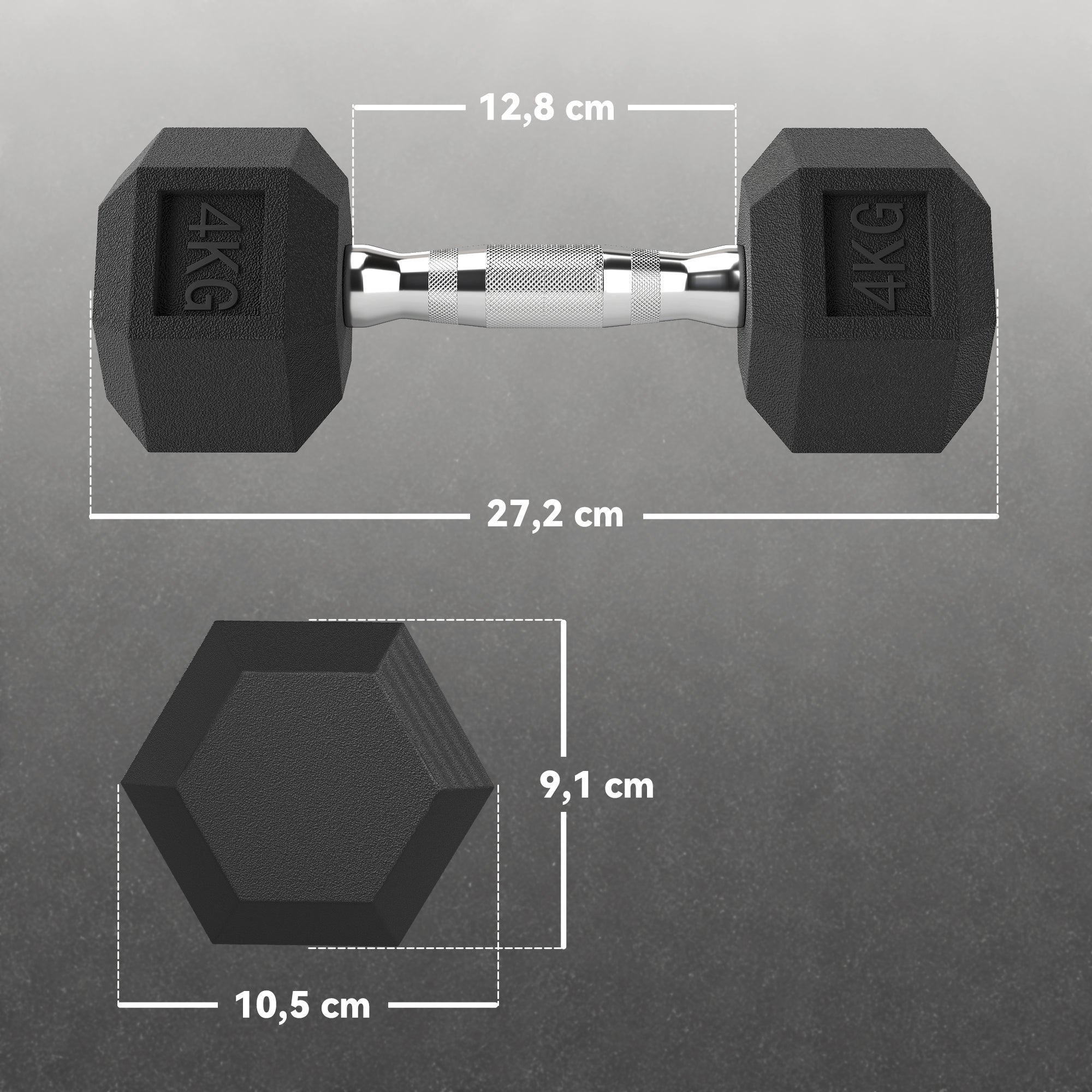 Conjunto de Halteres HOMCOM Metal e Borracha Preto 27,2x10,5 cm - 3
