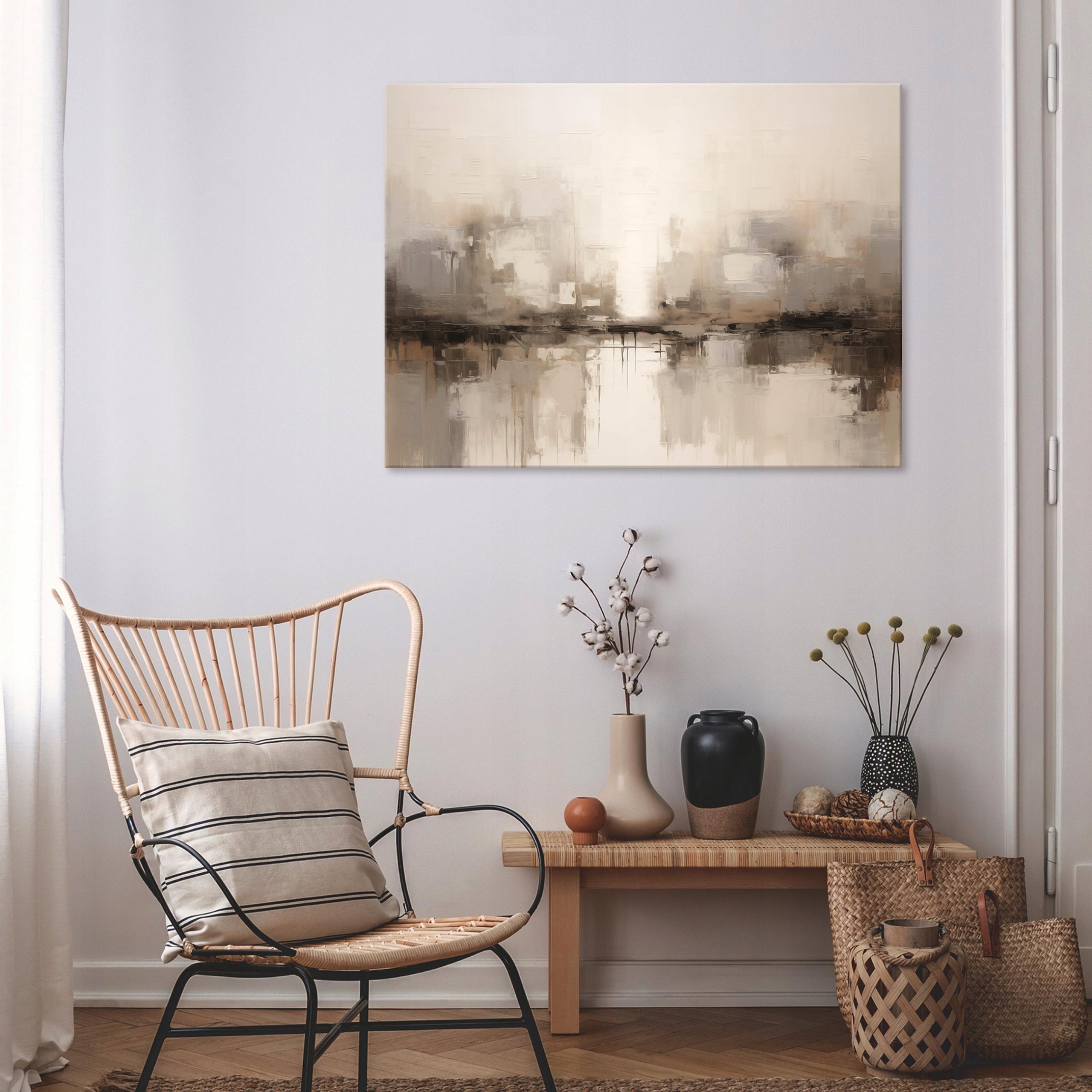 Impressão em tela abstrata bege moderna 120x80 cm XXL decoração de parede imagem não tecida - 2