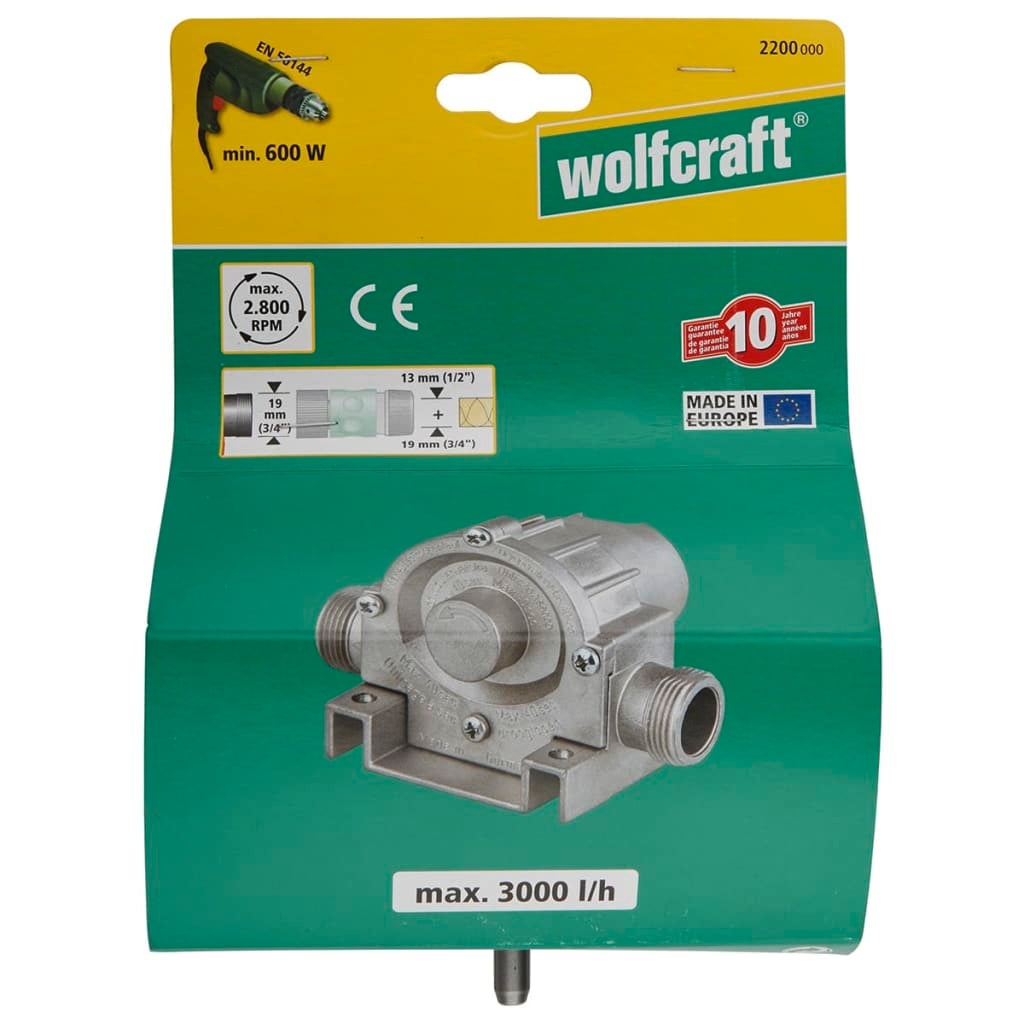 wolfcraft Pompa da Travaso per Trapano 3000 l/h S=8 mm 2200000 - 4