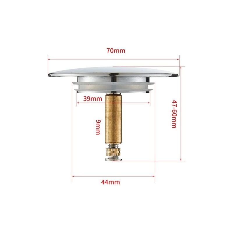 Bouchon de baignoire 70 mm, bouchon de vidange de baignoire avec joint de rechange pour baignoire en acier inoxydable et étanche - 2