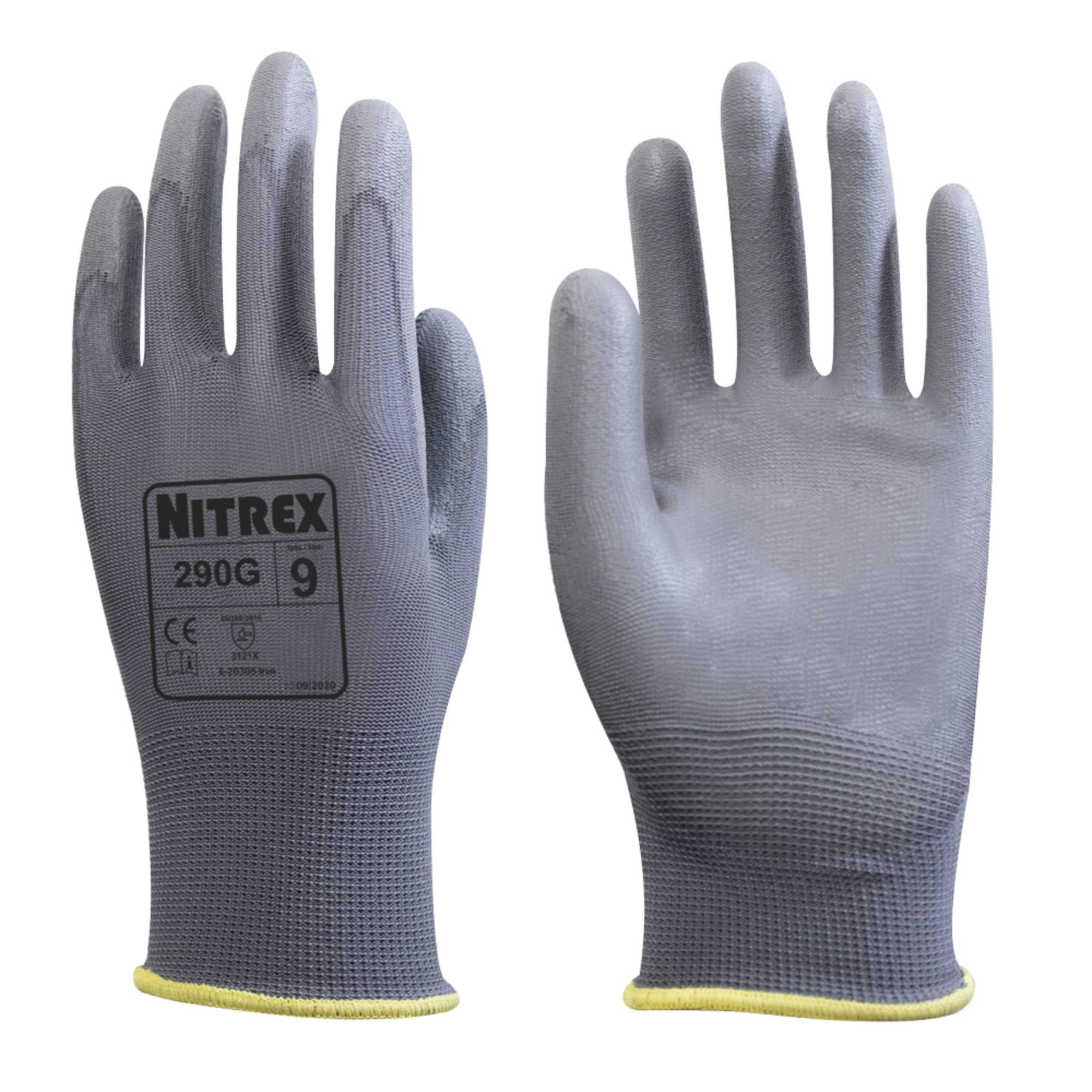 NITReX 275RP 5 Paia Di Guanti di Protezione Sul Lavoro, Palmo Rivestito in Nitrile Sabbioso, Guanti Touchscreen Resistenti Al Taglio, Sostenibili, Taglia 6, extra Small