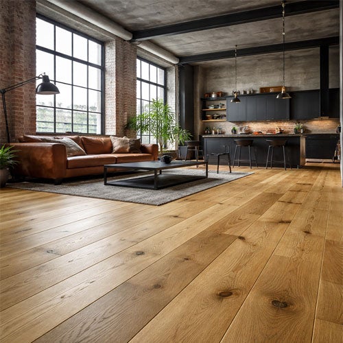 Parquet Chêne Massif Verni Brossé Rustique Naturel Rive du Sud 125x15mm - Certifié FSC 100%