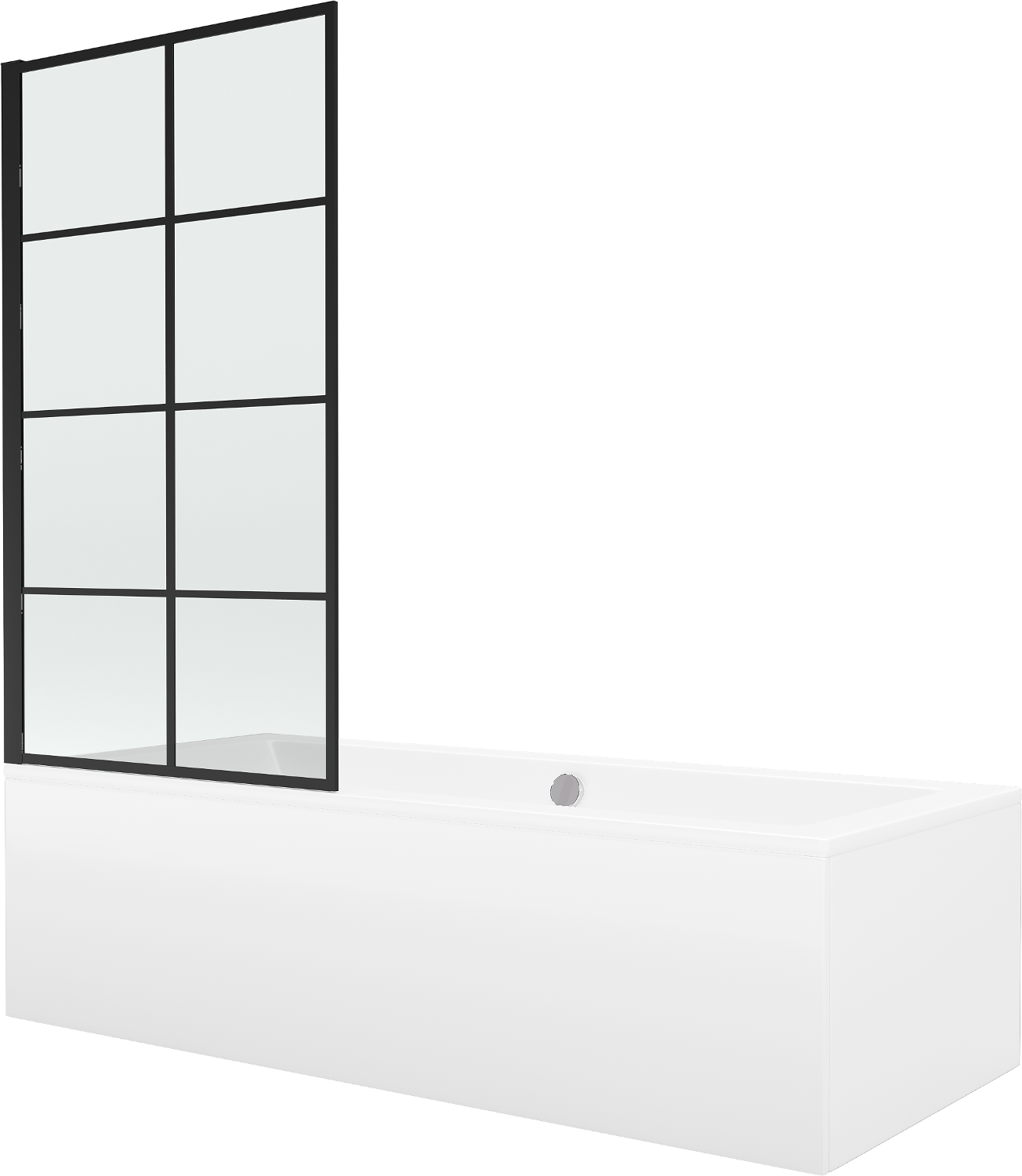 Mexen Cube wanna prostokątna 180 x 80 cm z obudową i parawanem 1-skrzydłowym 80 cm, czarny wzór - 550518080X9308017077