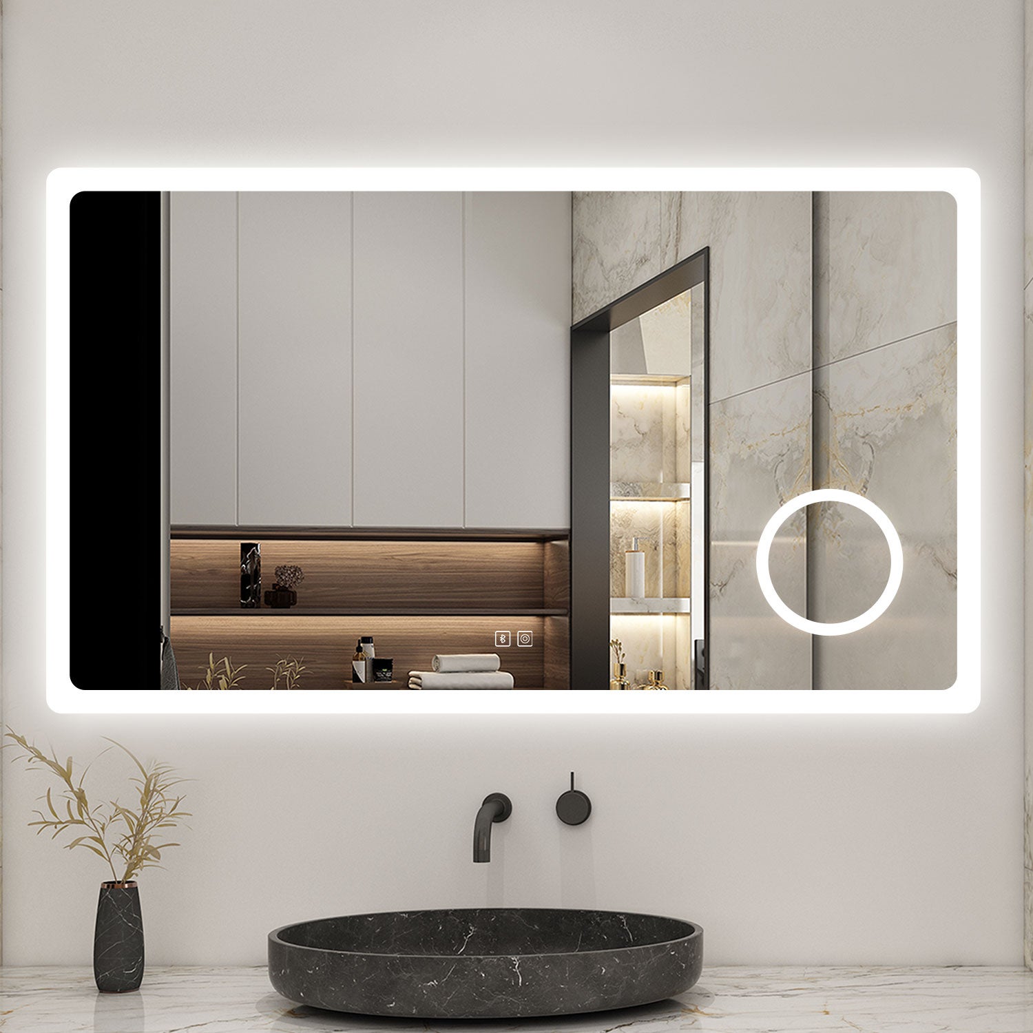 Specchio Da Bagno LED 120x70 Cm - Touch, Antifappamento, Luce Bianca 6500K Per Bagno E Corridoio