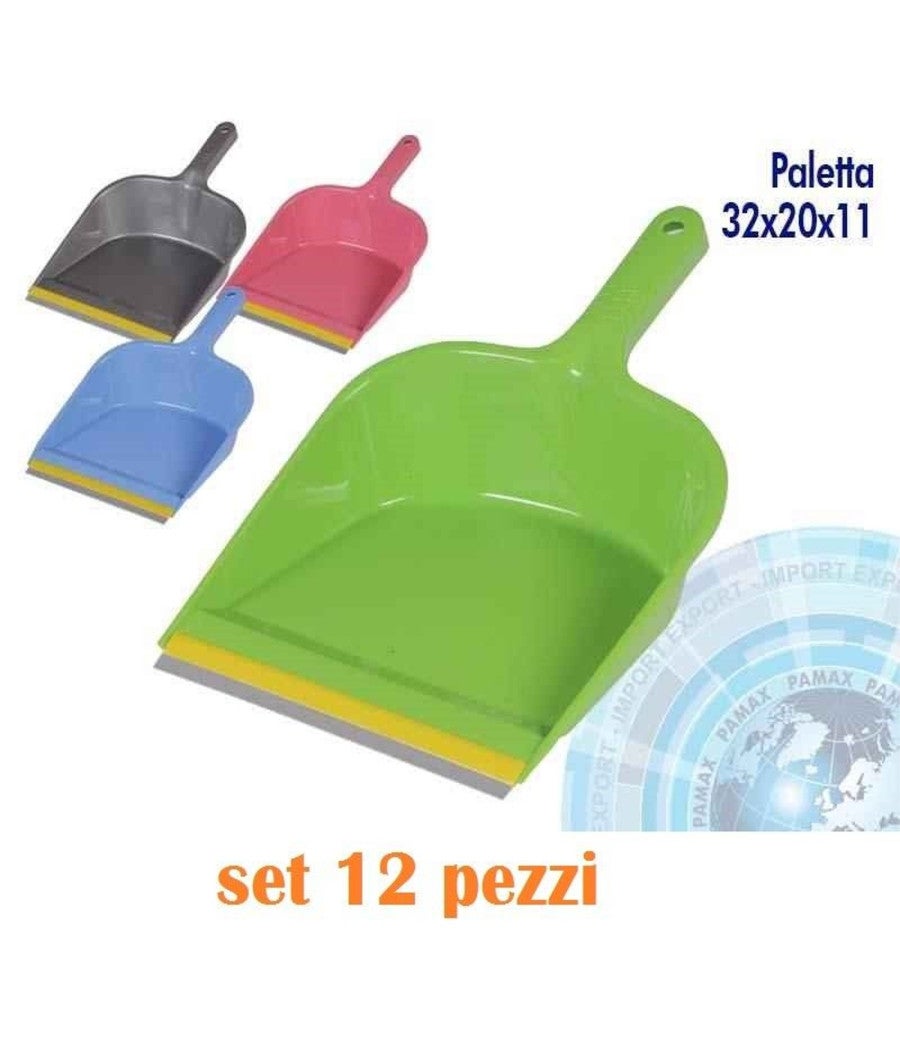 Trade Shop - Set 12 Pezzi Paletta Pala Per Scopa Polvere Plastica Colorate 31x23cm - - 2