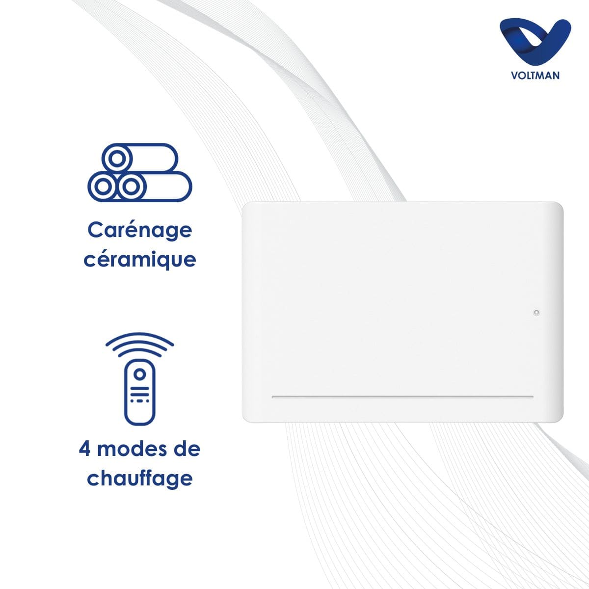 Chauffage électrique chaleur douce Leia - 2000W - Blanc - Voltman - 3
