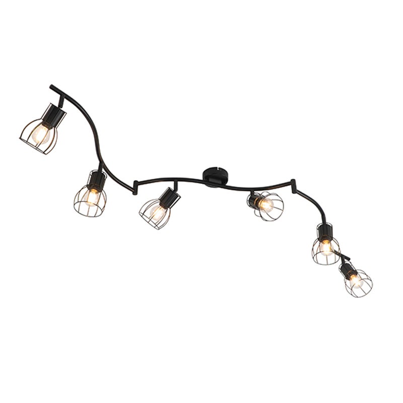 Nowoczesny plafon z reflektorami czarny 145 cm 6-świateł - Botu