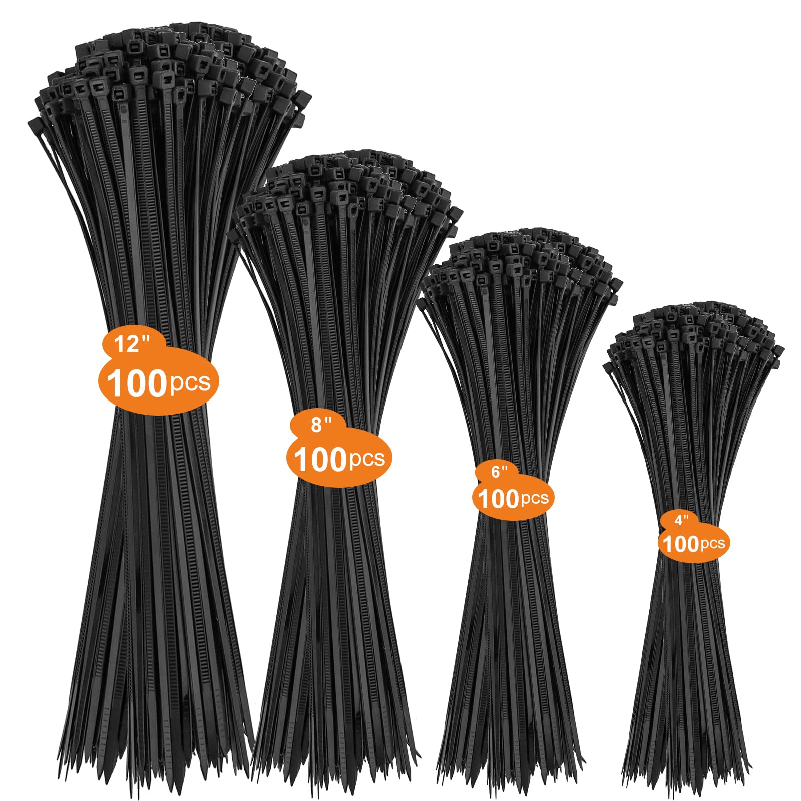 400 Fascette Fermacavo In PVC – Bianche E Nere – 15 Cm – Riutilizzabili Per Organizzare Cavi Di PC, Telefono E Cuffie - 4